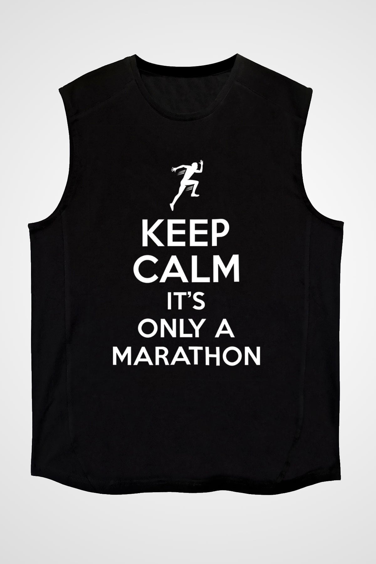 Maraton - Marathon Baskılı Unisex Siyah Kolsuz Tişört