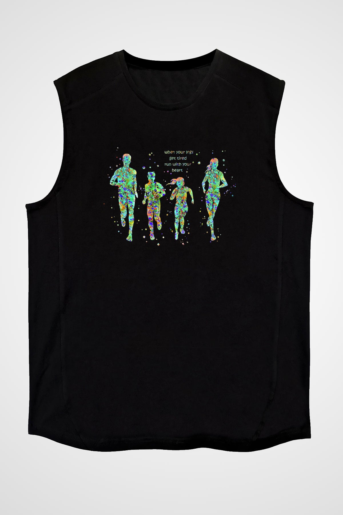 Maraton - Marathon Baskılı Unisex Siyah Kolsuz Tişört