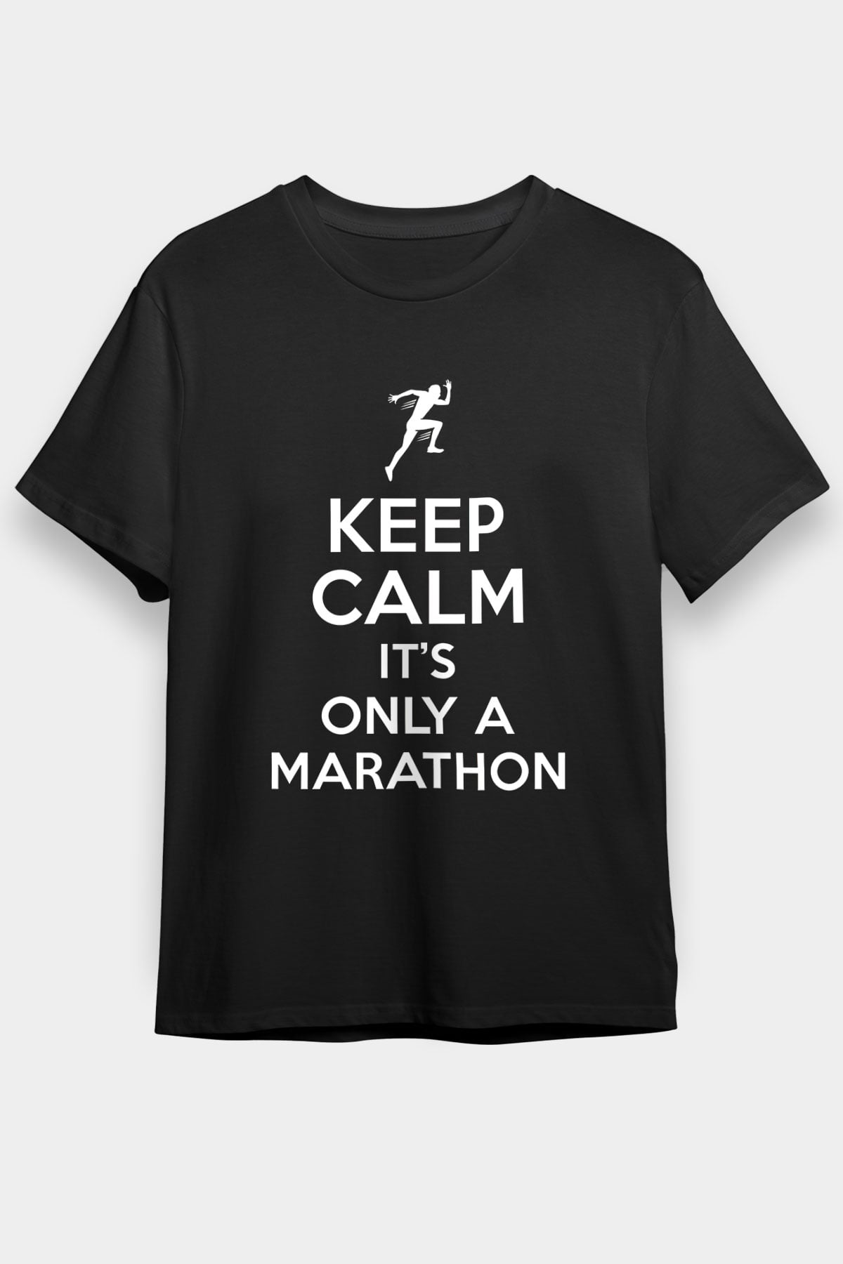 Maraton - Marathon Baskılı Unisex Siyah Tişört - Tshirt