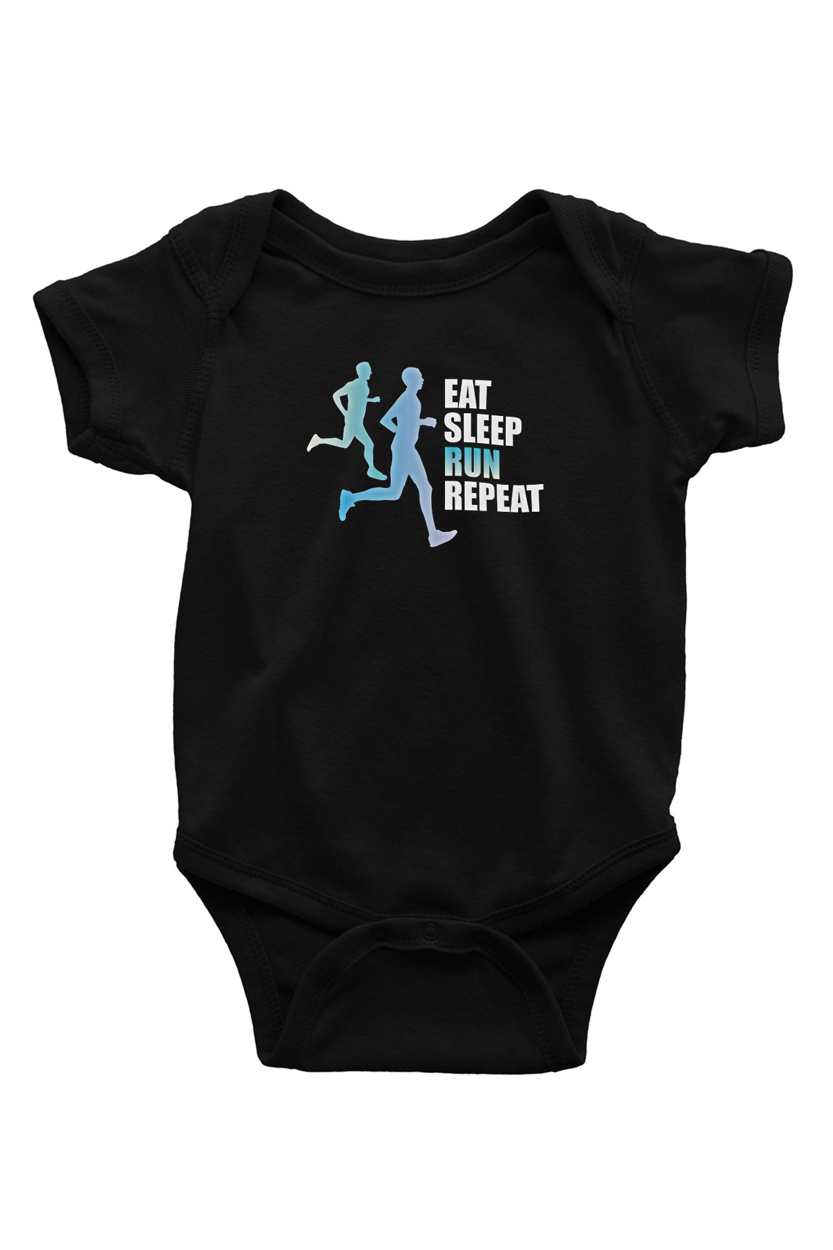Maraton - Marathon Baskılı Unisex Siyah Bebek Body - Zıbın