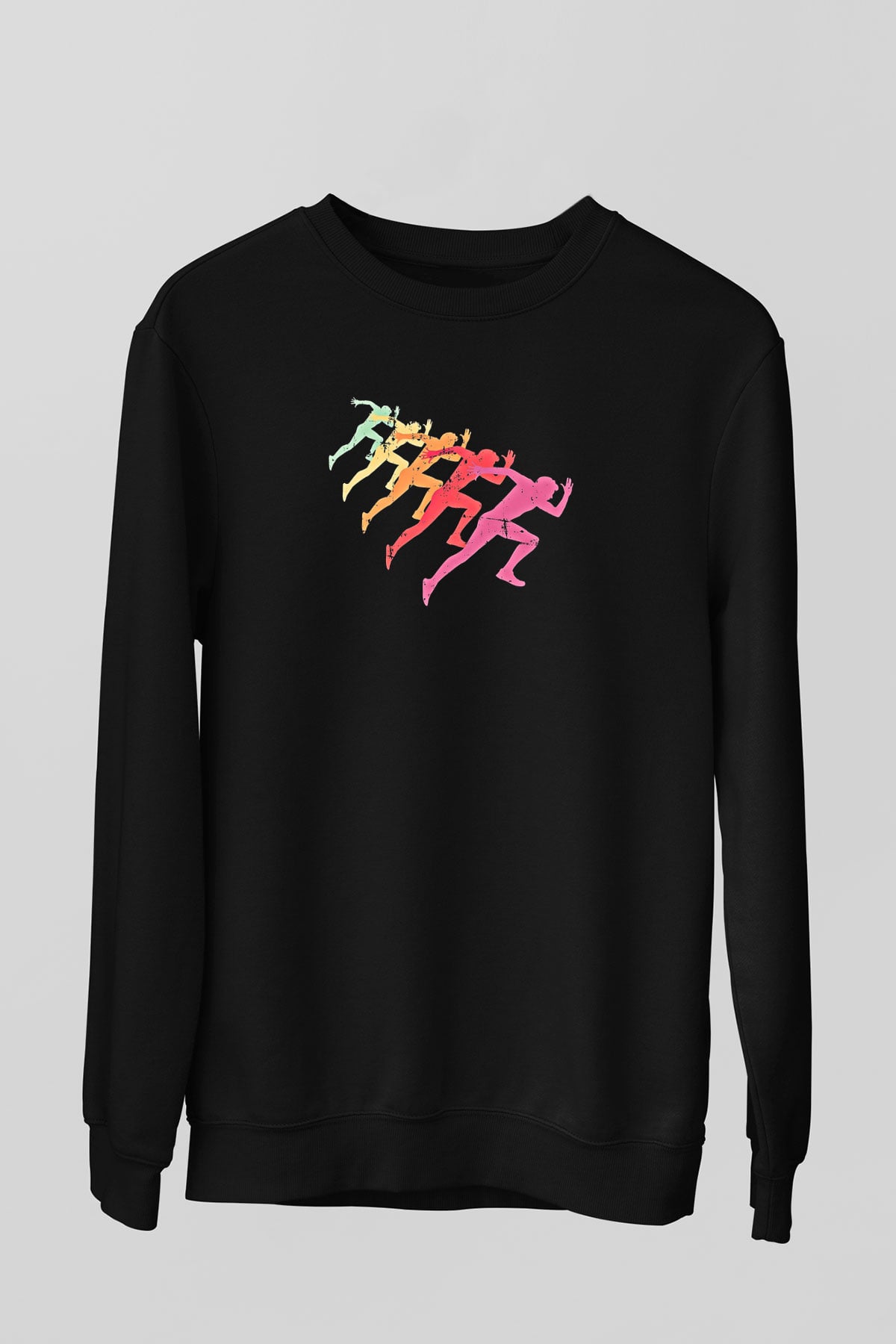 Maraton - Marathon Baskılı Unisex Siyah Sweatshirt