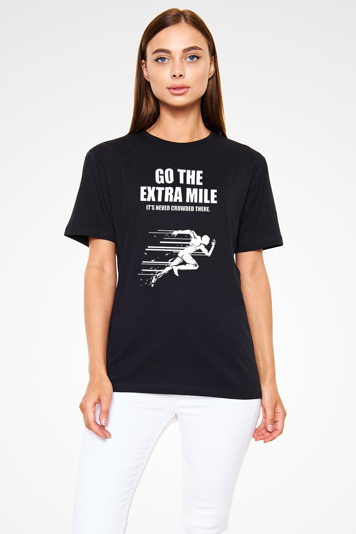 Maraton - Marathon Baskılı Unisex Siyah Tişört - Tshirt