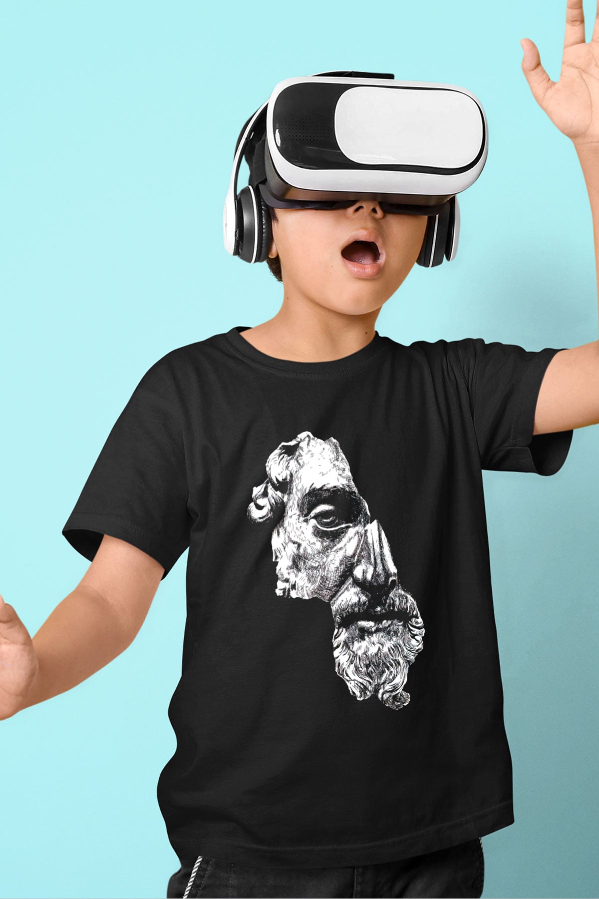 Marcus Aurelius Baskılı Unisex Siyah  Çocuk Tişört