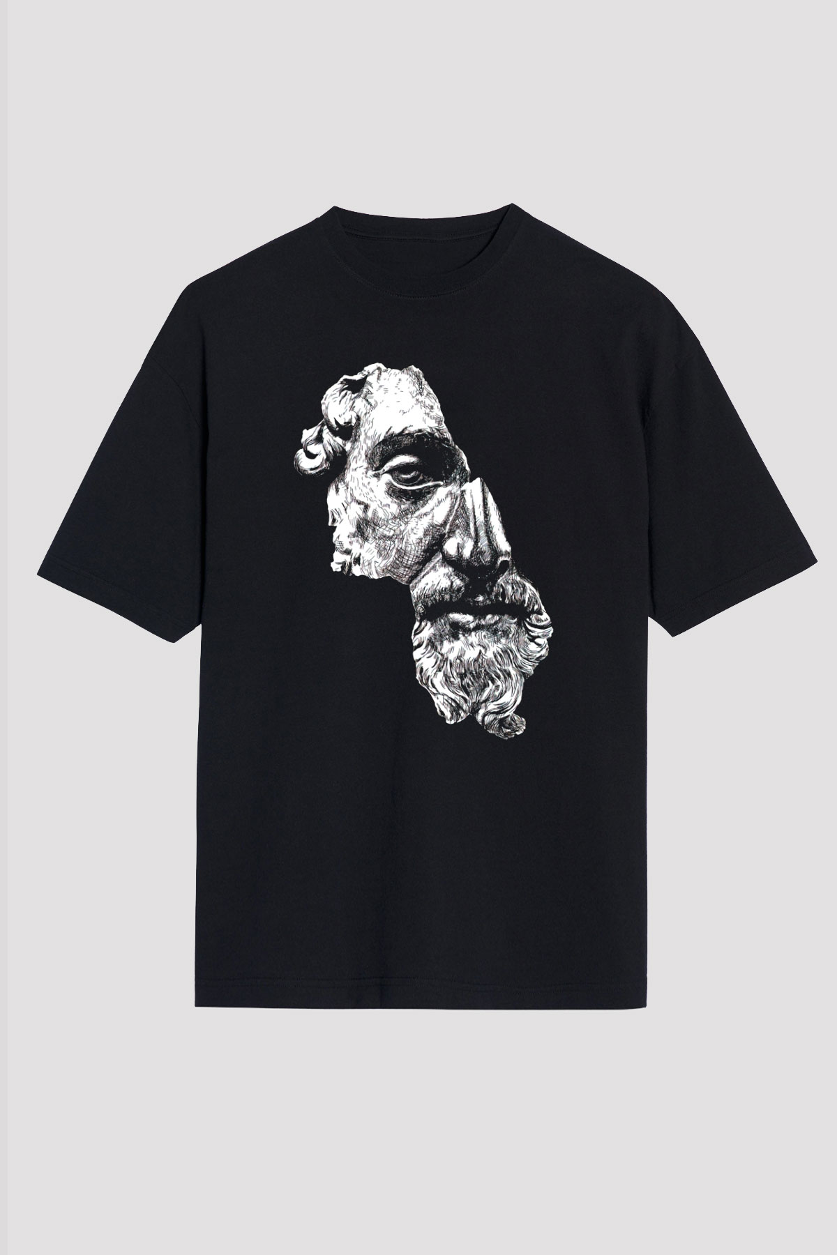 Marcus Aurelius Baskılı Unisex Siyah Tişört