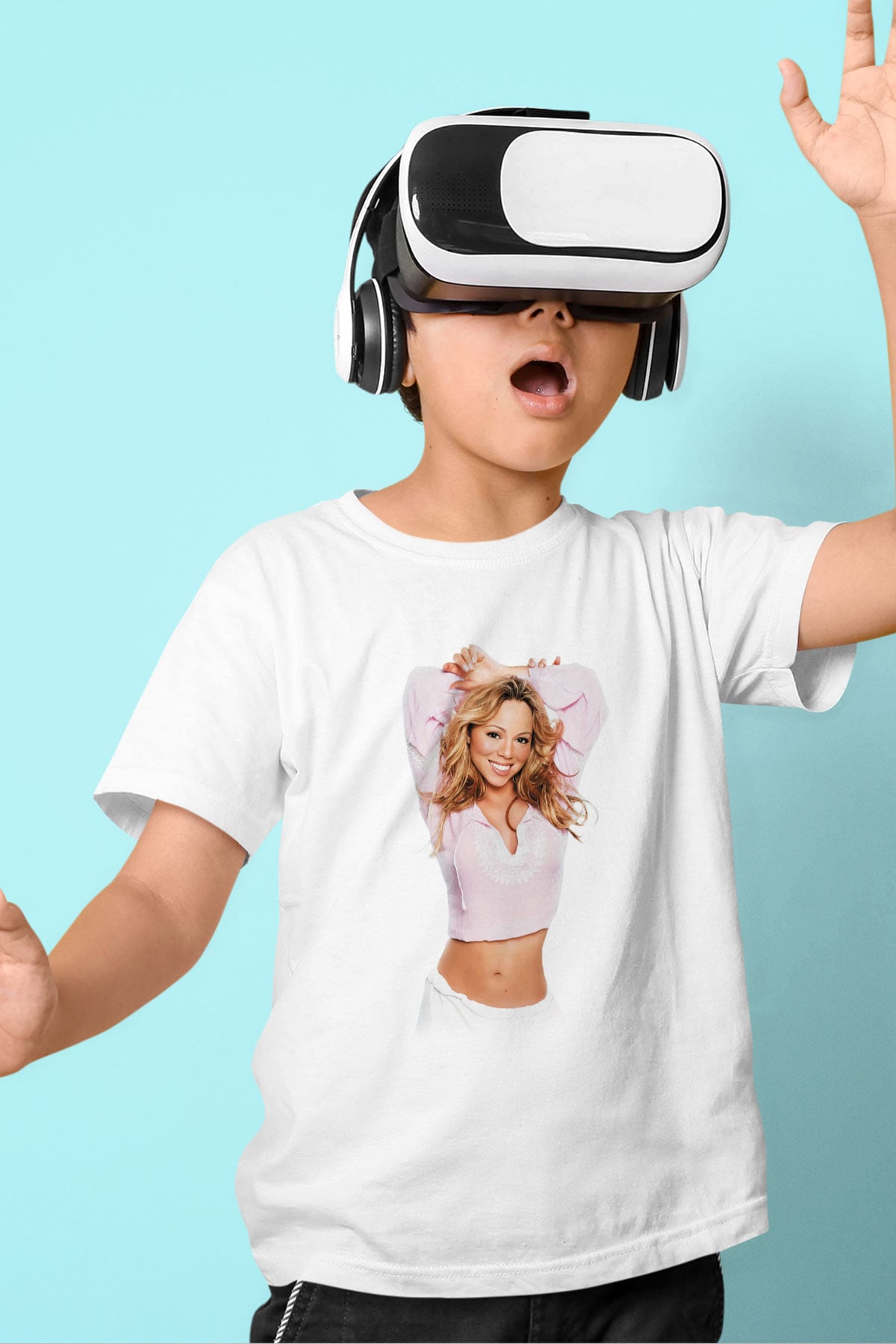 Mariah Carey Baskılı Beyaz Unisex Çocuk Tişört