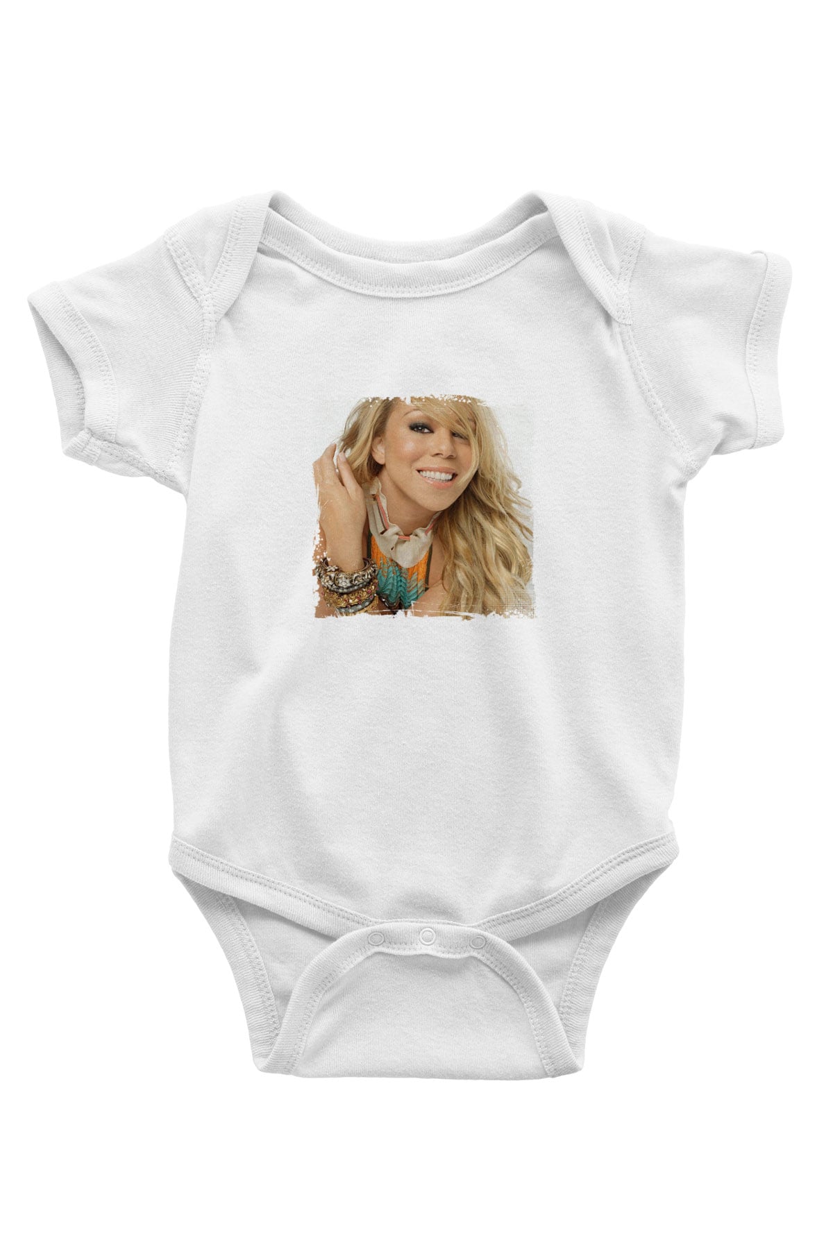 Mariah Carey Baskılı Unisex Beyaz Bebek Body - Zıbın