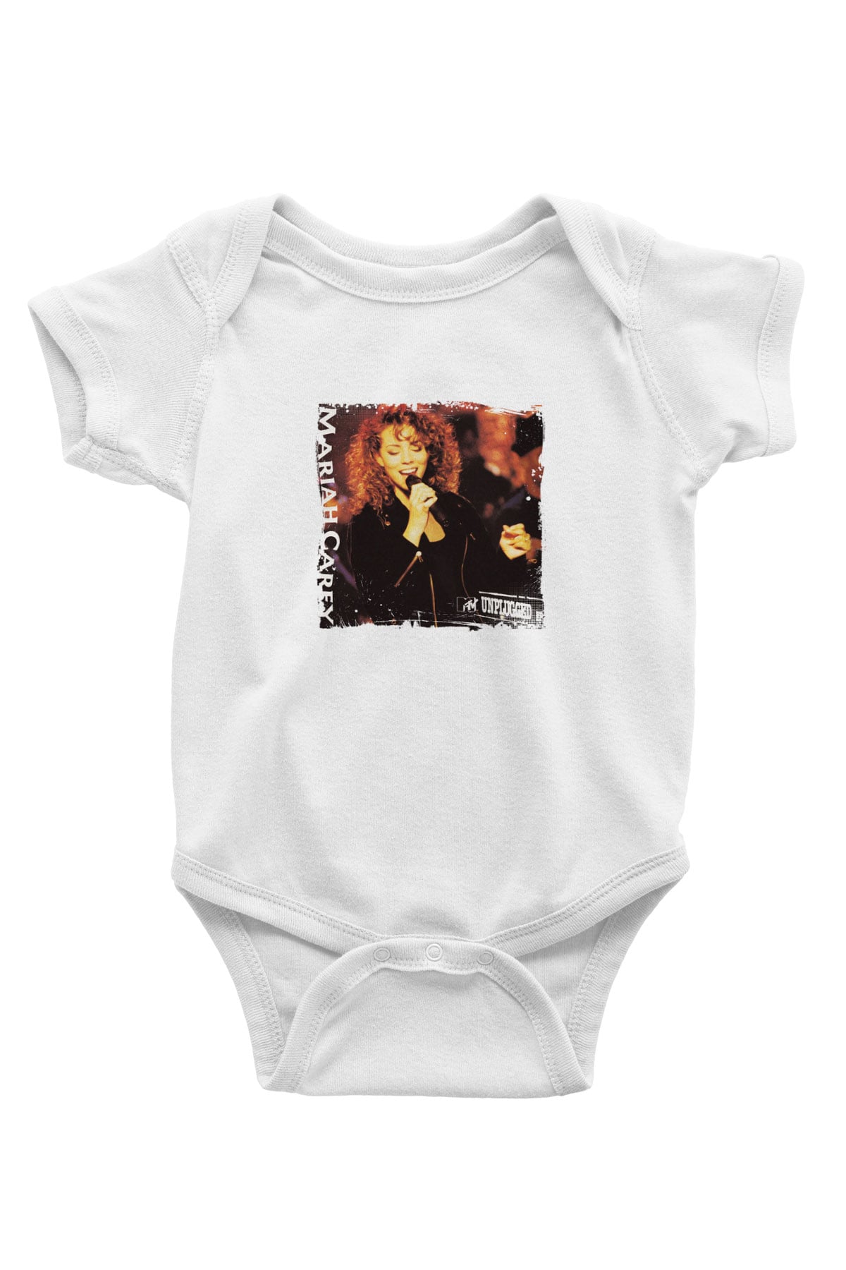 Mariah Carey Baskılı Unisex Beyaz Bebek Body - Zıbın