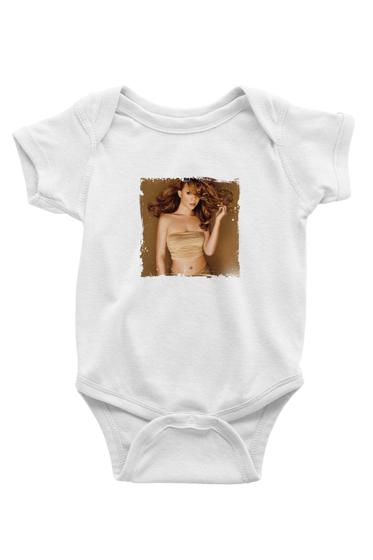 Mariah Carey Baskılı Unisex Beyaz Bebek Body - Zıbın