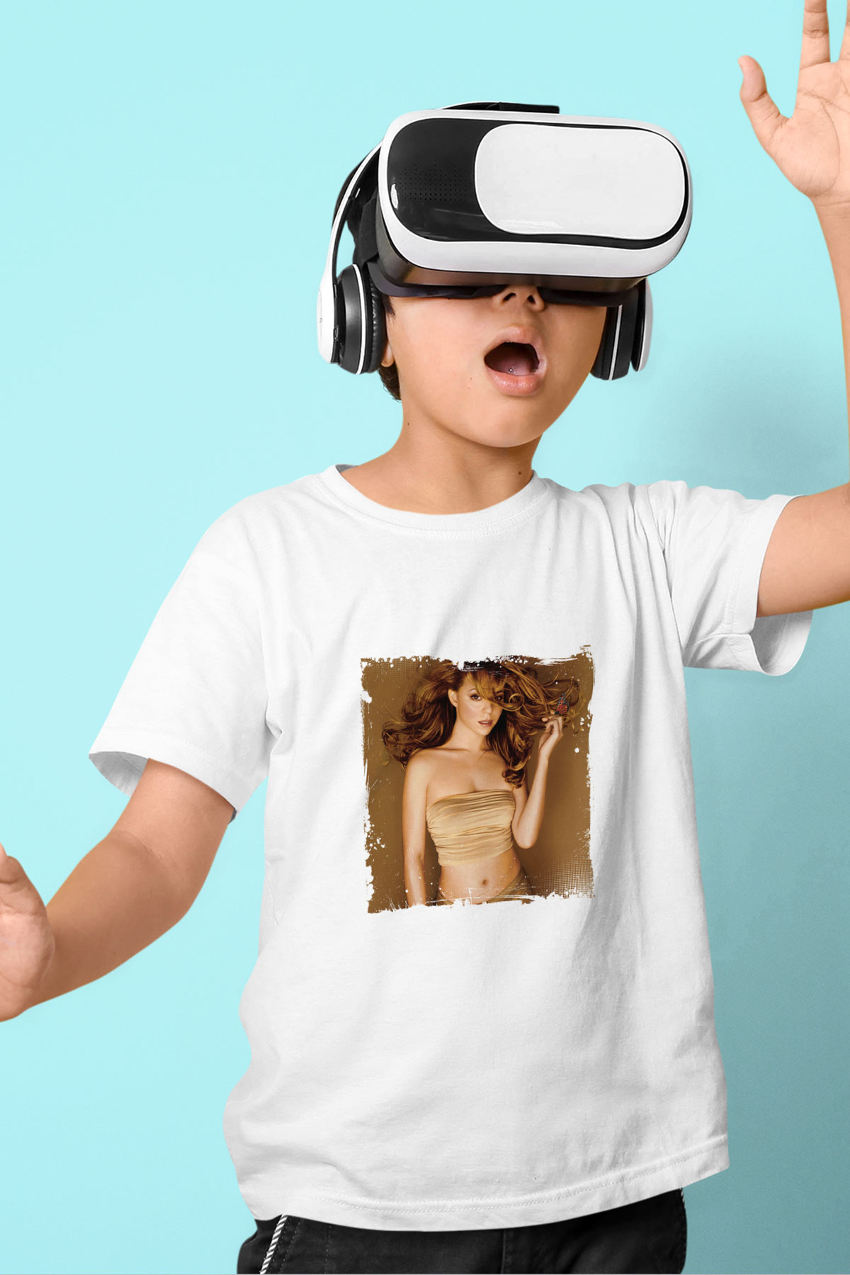Mariah Carey Baskılı Unisex Beyaz Çocuk Tişört