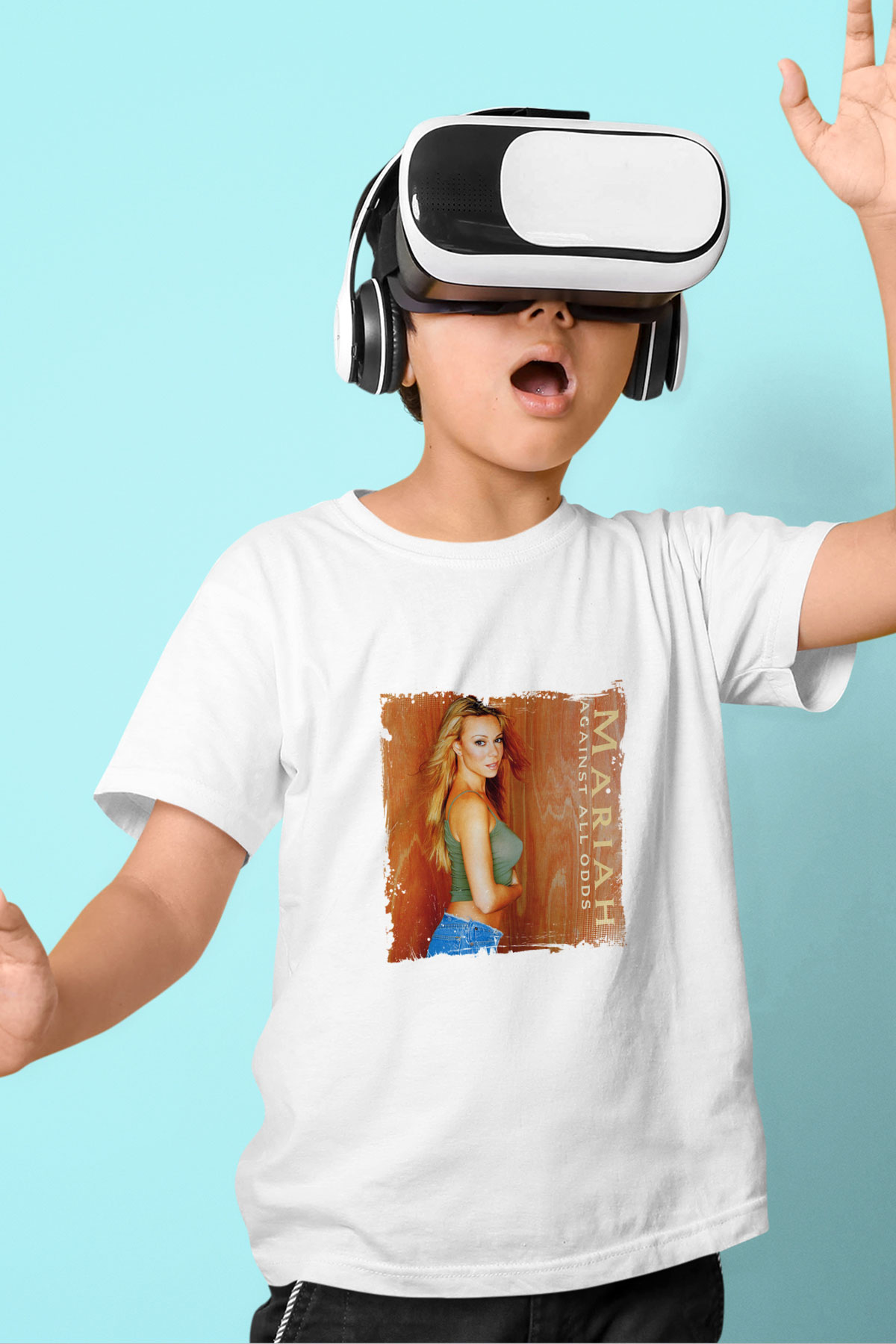 Mariah Carey Baskılı Unisex Beyaz Çocuk Tişört