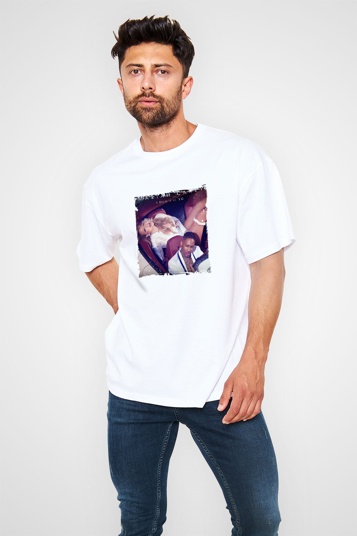 Mariah Carey Baskılı Unisex Beyaz Tişört