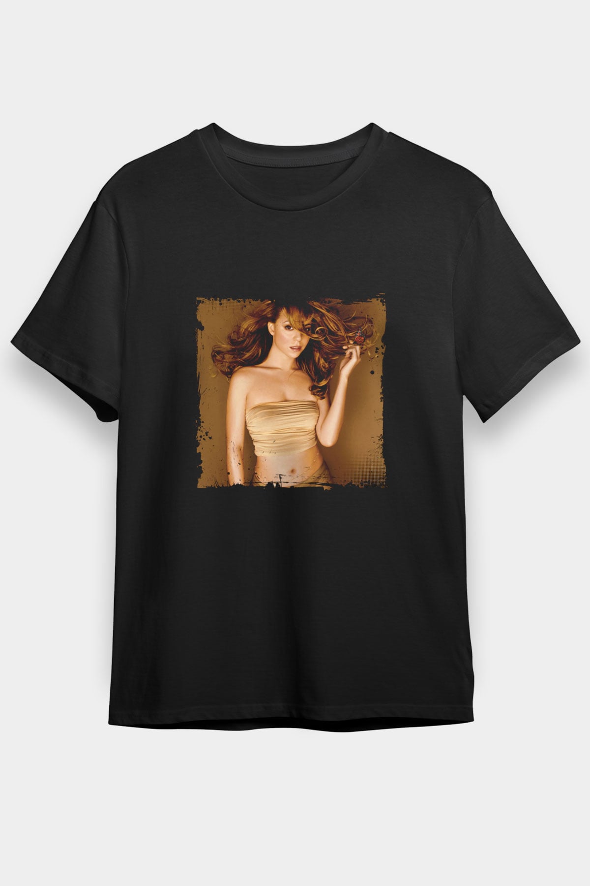 Mariah Carey Baskılı Unisex Siyah Tişört