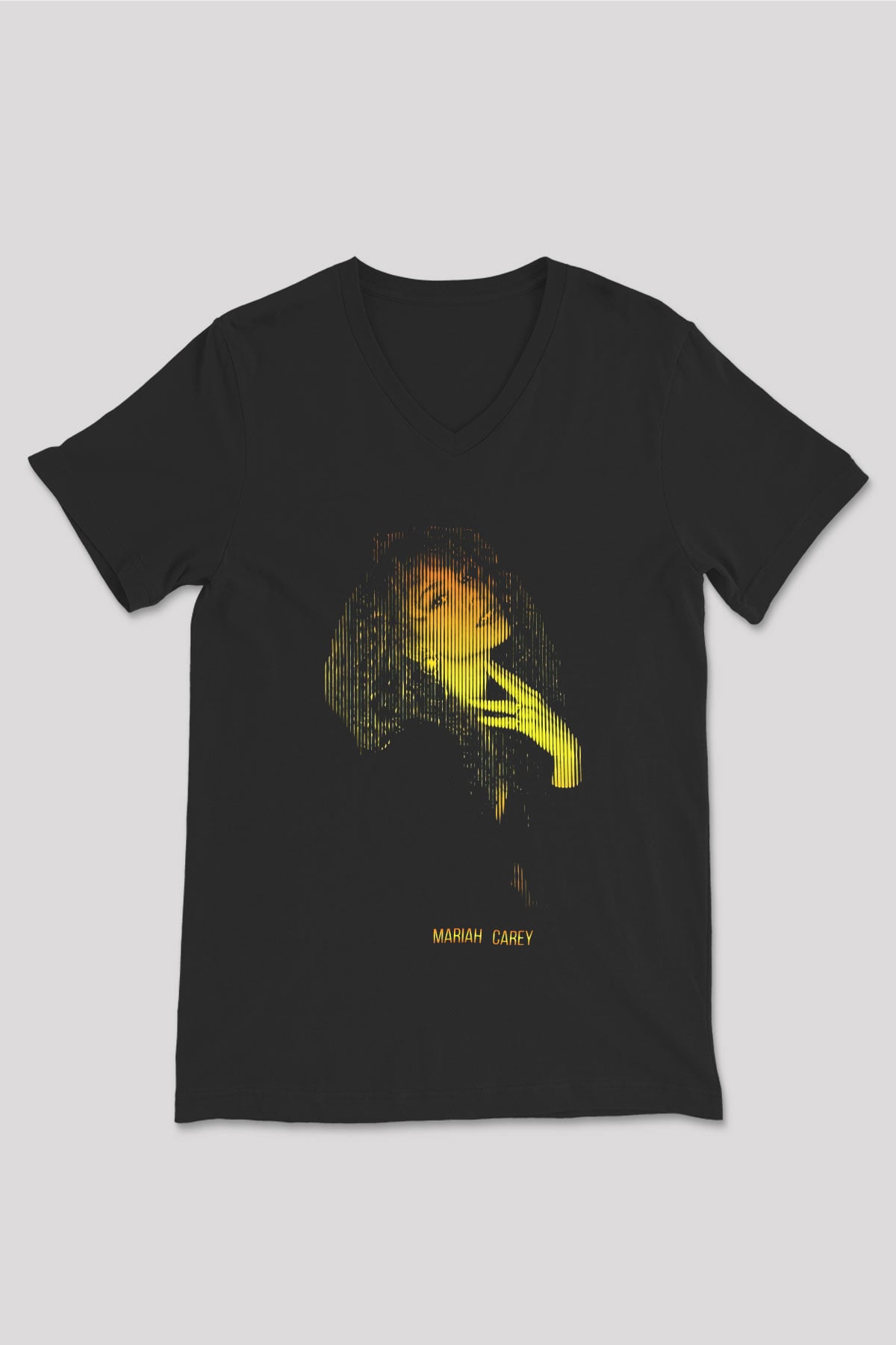 Mariah Carey Siyah Unisex V Yaka Tişört