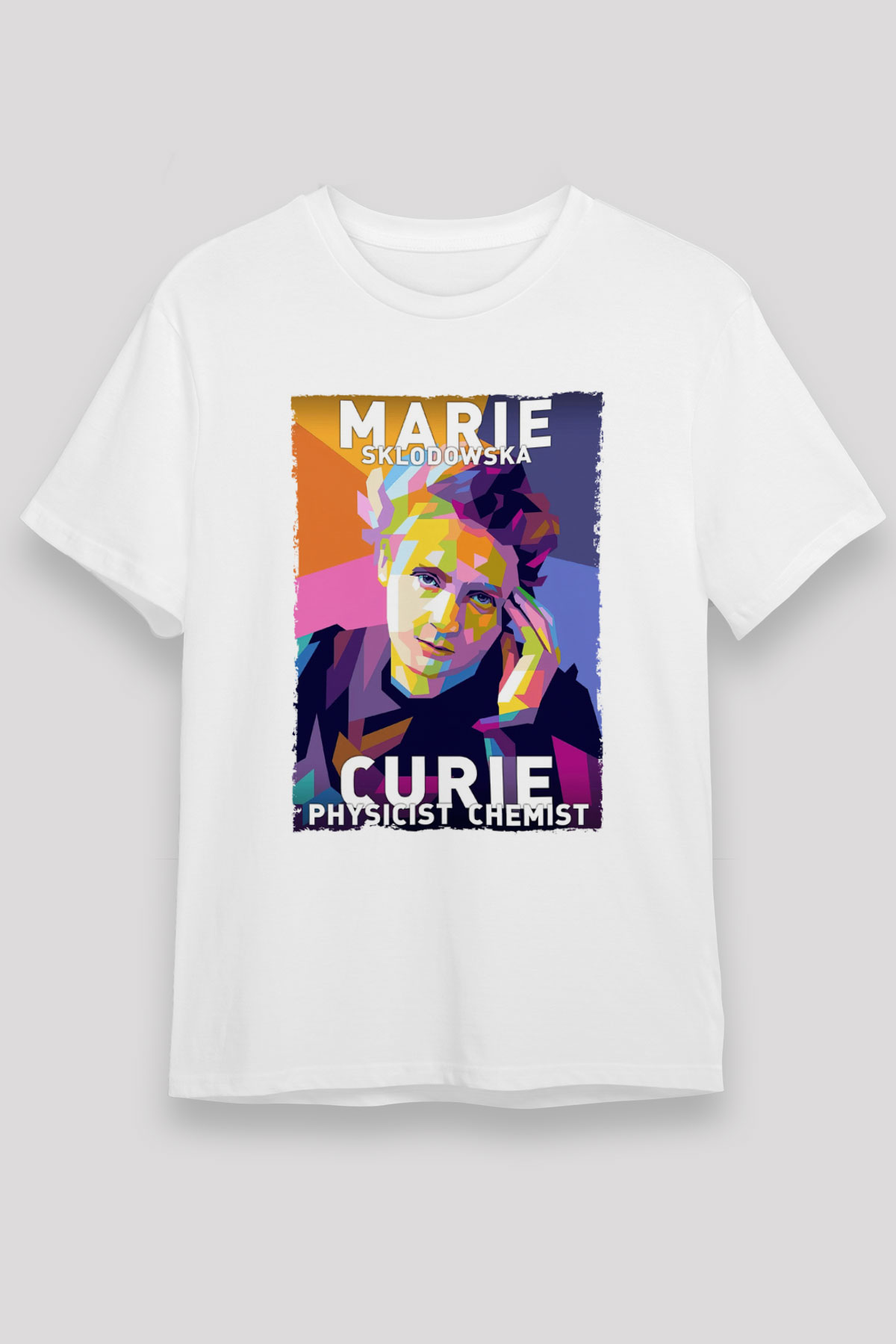 Marie Sklodowska Curie Baskılı Unisex Beyaz Tişört - Tshirt