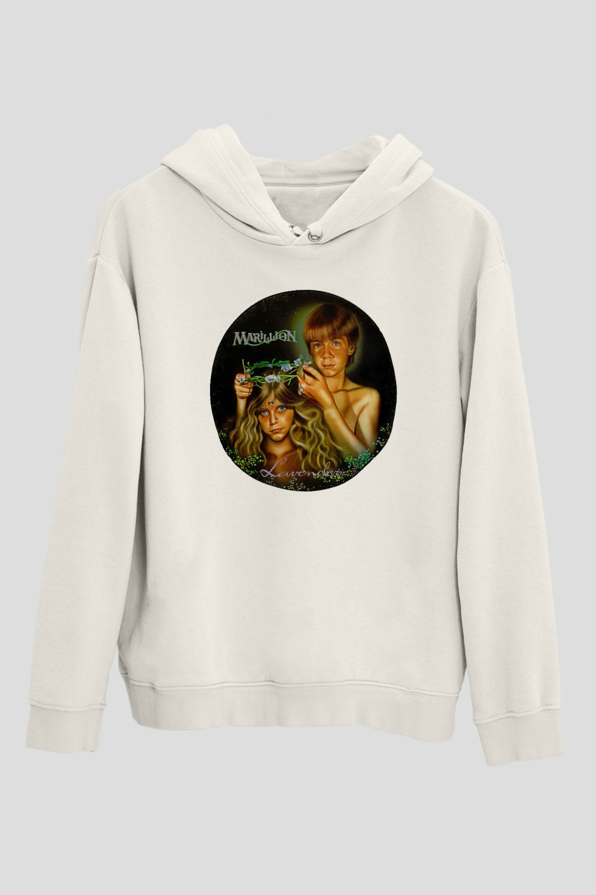 Marillion Baskılı Beyaz Unisex Kapüşonlu Sweatshirt