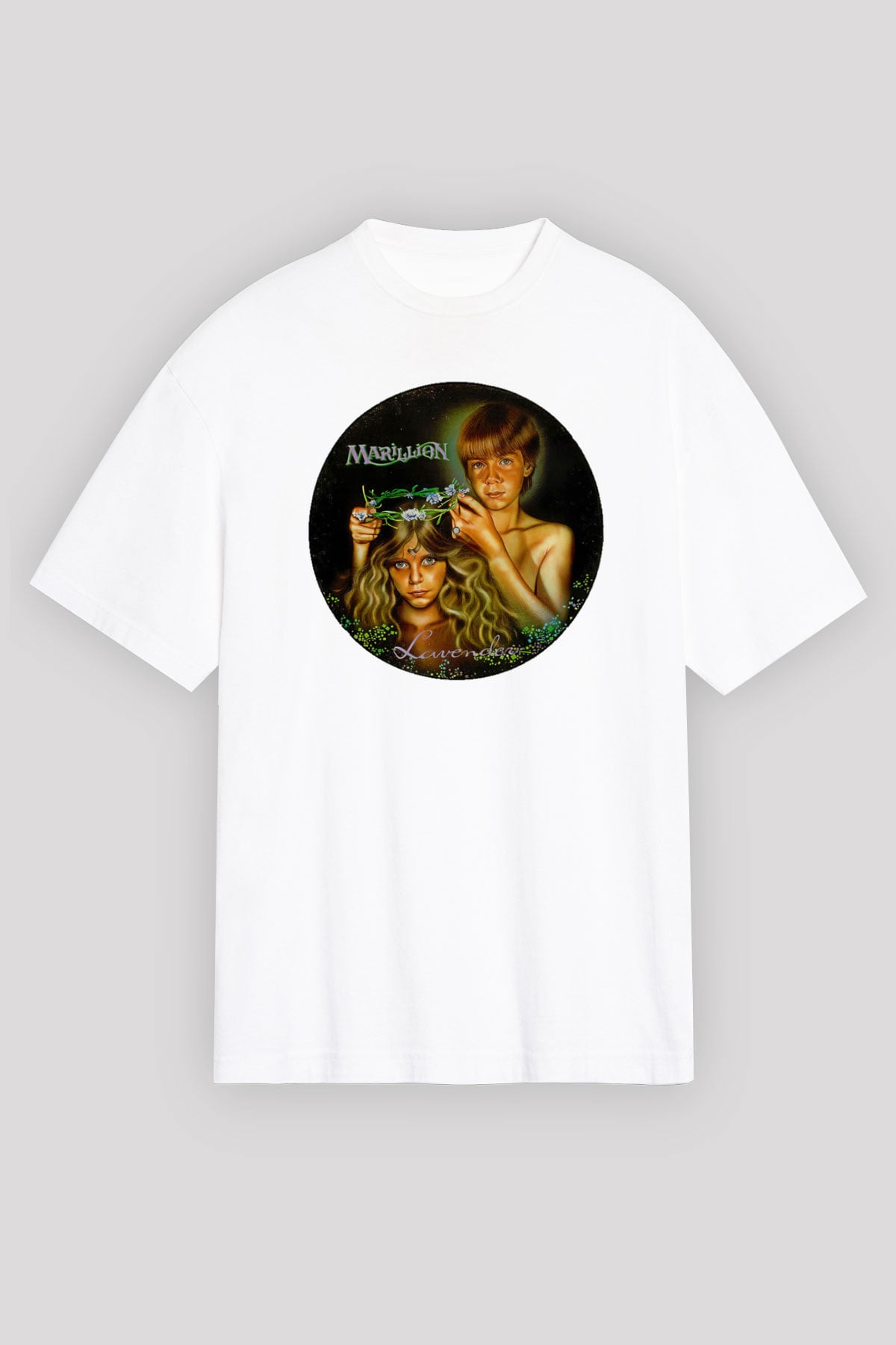 Marillion Baskılı Beyaz Unisex Oversize Tişört - Tshirt