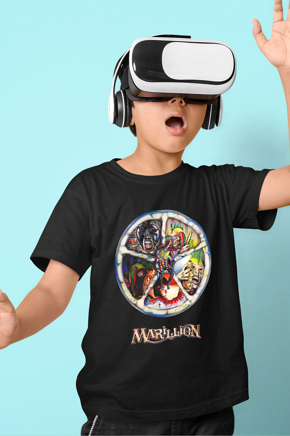 Marillion Baskılı Unisex Siyah Çocuk Tişört - Tshirt