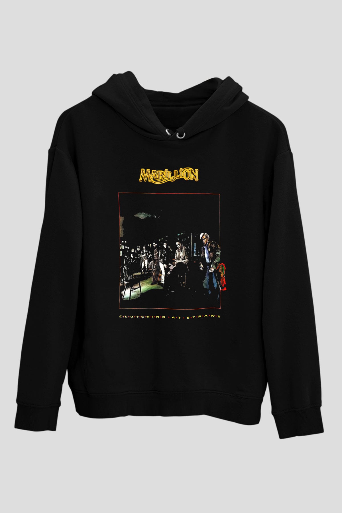 Marillion Baskılı Unisex Siyah Kapüşonlu Sweatshirt