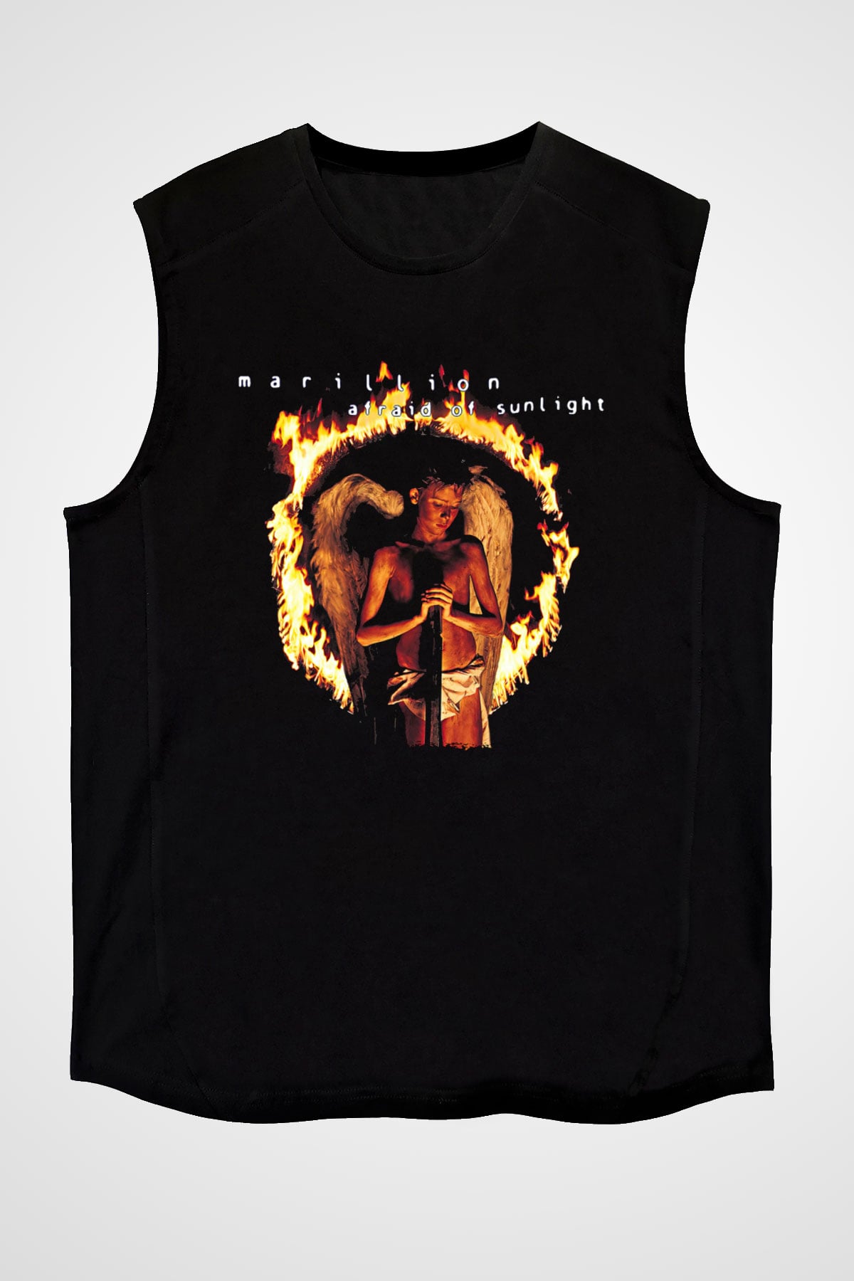Marillion Baskılı Unisex Siyah Kolsuz Tişört - Tshirt