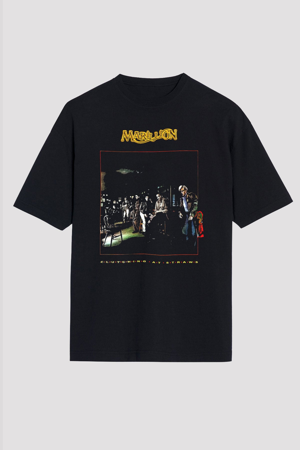 Marillion Baskılı Unisex Siyah Oversize Tişört - Tshirt