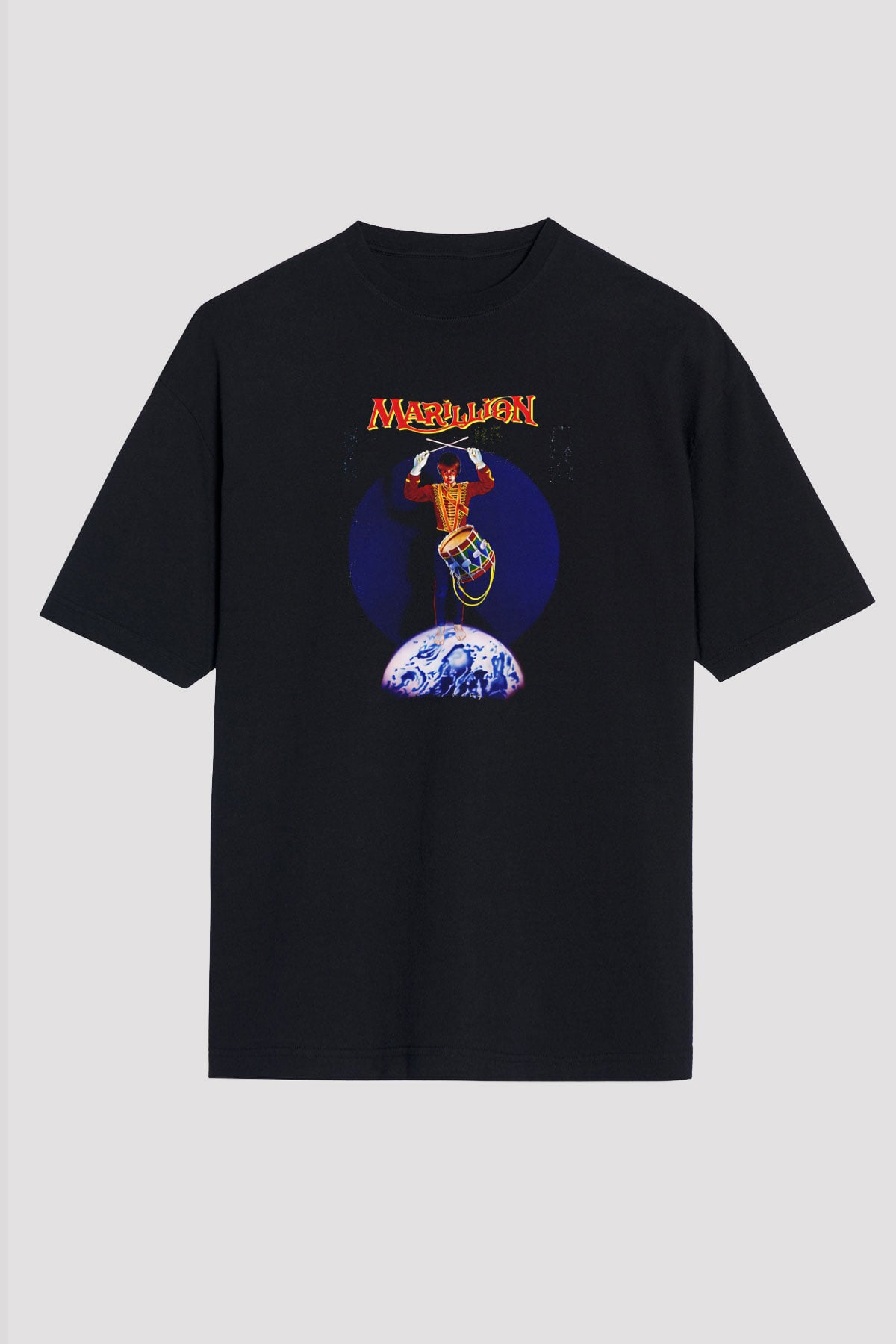 Marillion Baskılı Unisex Siyah Oversize Tişört - Tshirt