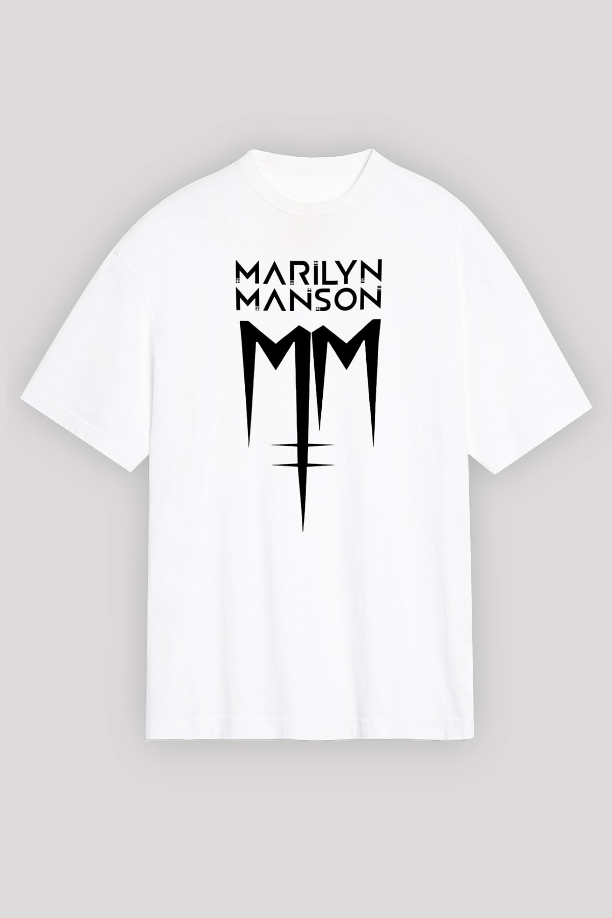Marilyn Manson Beyaz Unisex Oversize Tişört T-Shirt