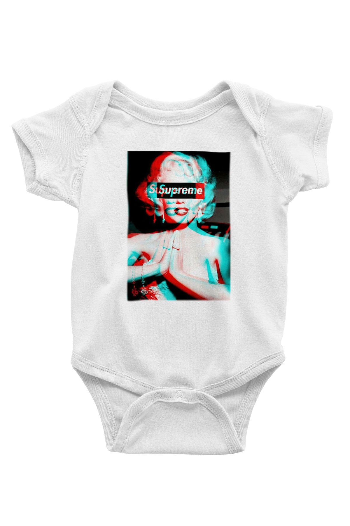 Marilyn Monroe Baskılı Beyaz Unisex Bebek Body - Zıbın