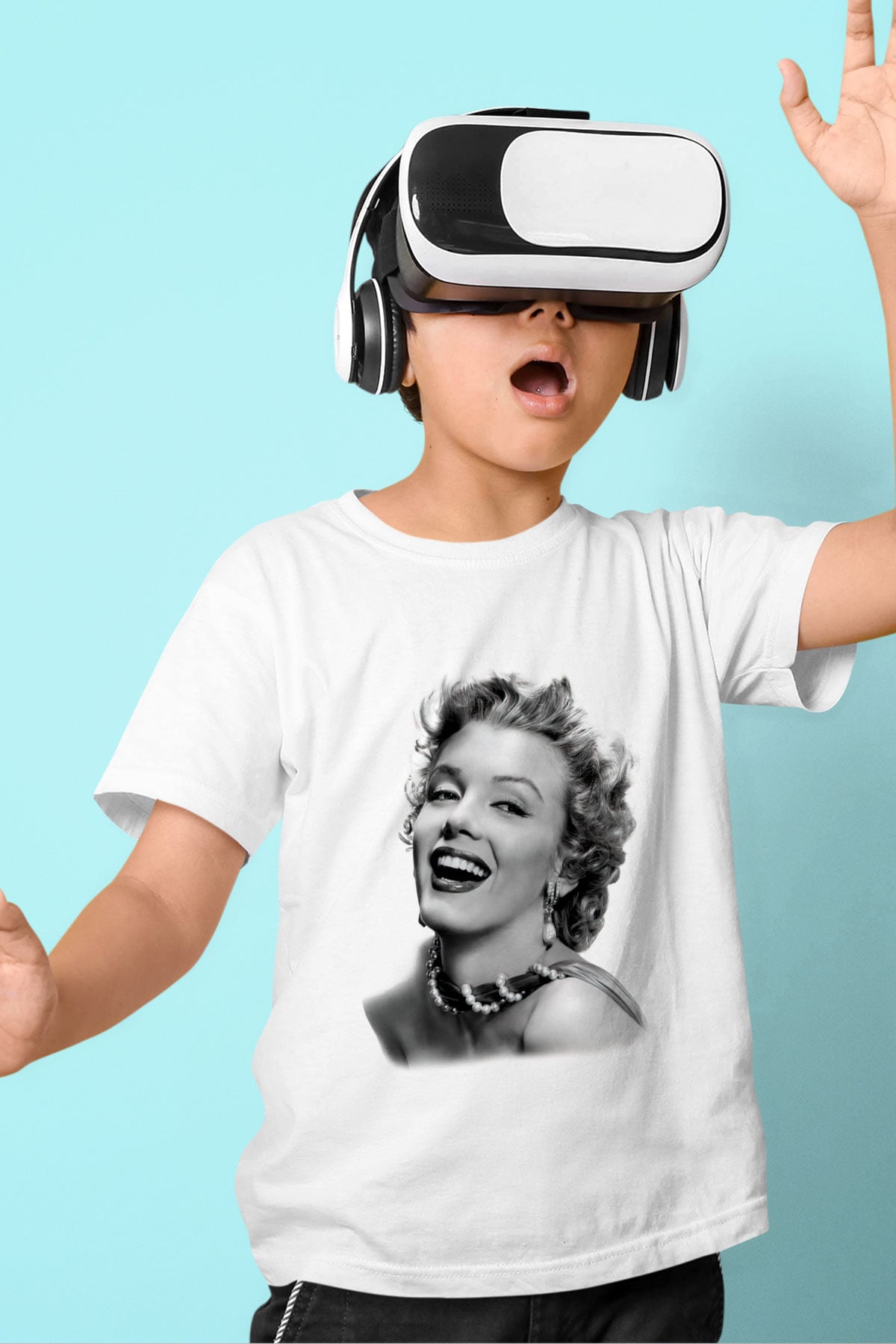 Marilyn Monroe Baskılı Beyaz Unisex Çocuk Tişört