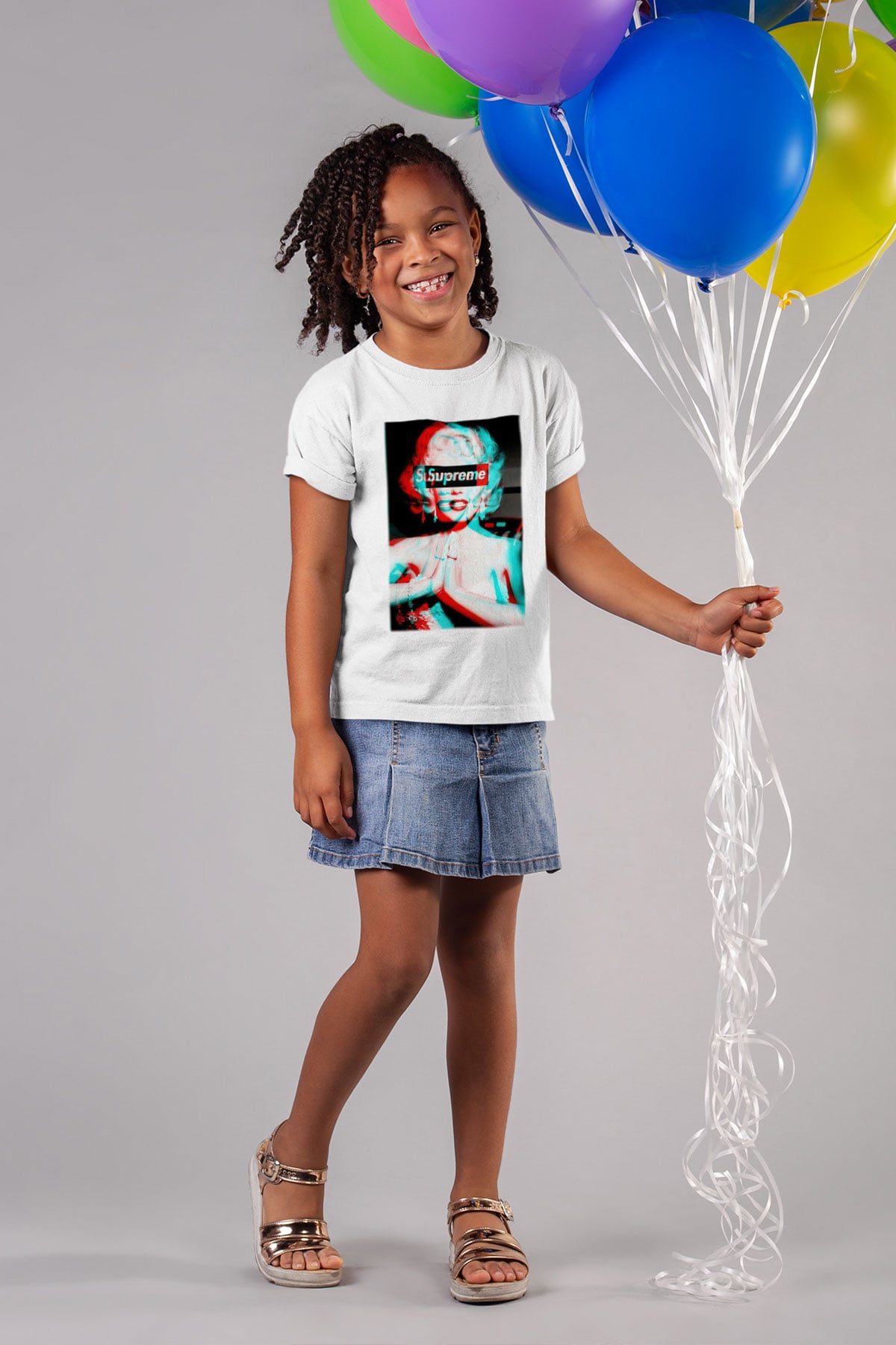Marilyn Monroe Baskılı Beyaz Unisex Çocuk Tişört