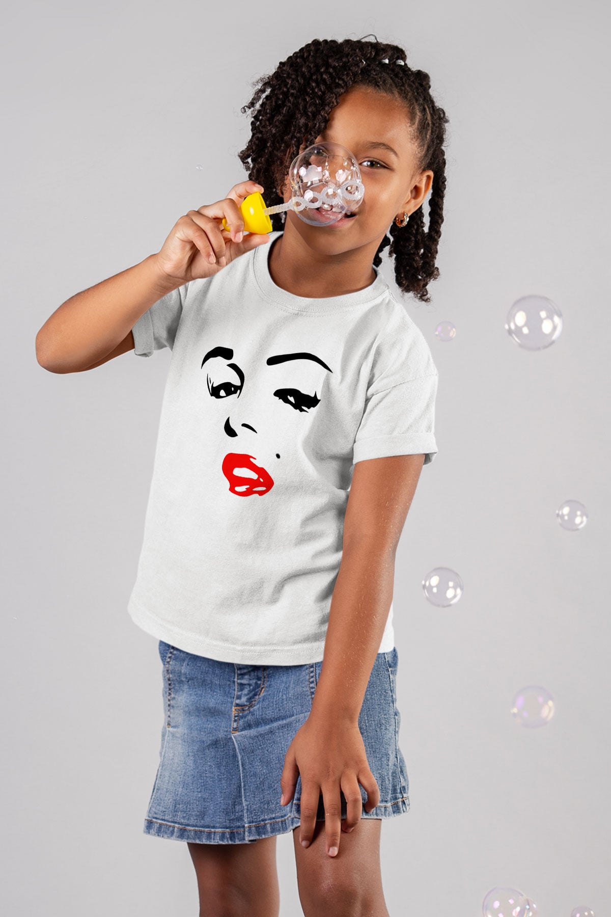 Marilyn Monroe Baskılı Beyaz Unisex Çocuk Tişört