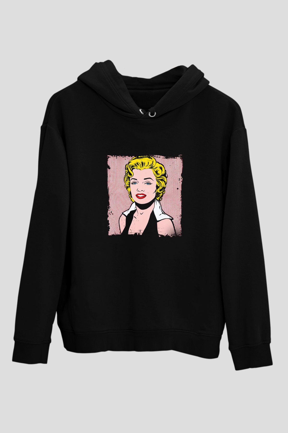 Marilyn Monroe Baskılı Unisex Siyah Hoodie