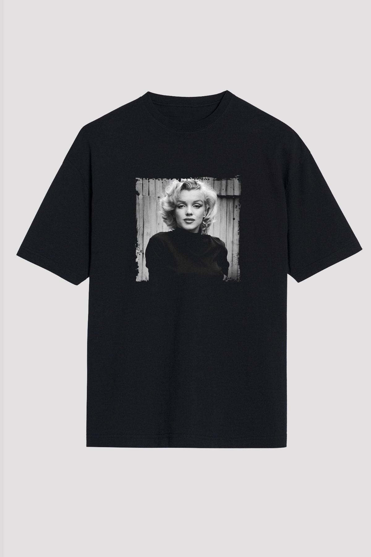 Marilyn Monroe Baskılı Unisex Siyah Oversize Tişört
