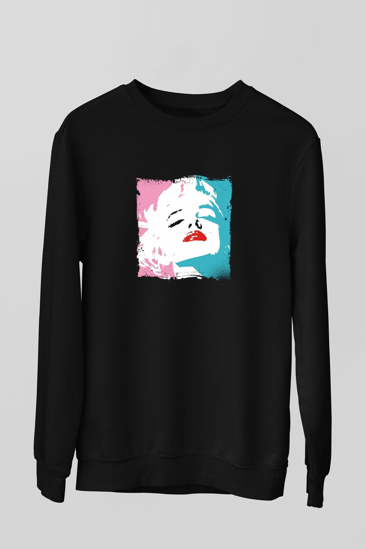 Marilyn Monroe Baskılı Unisex Siyah Sweatshirt