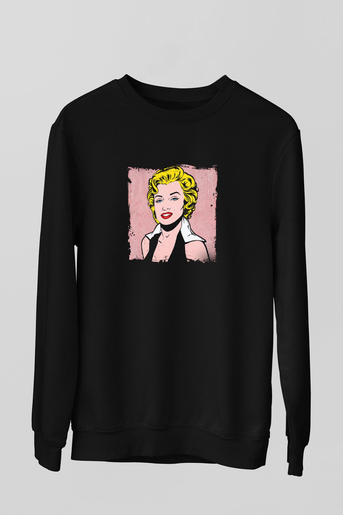 Marilyn Monroe Baskılı Unisex Siyah Sweatshirt