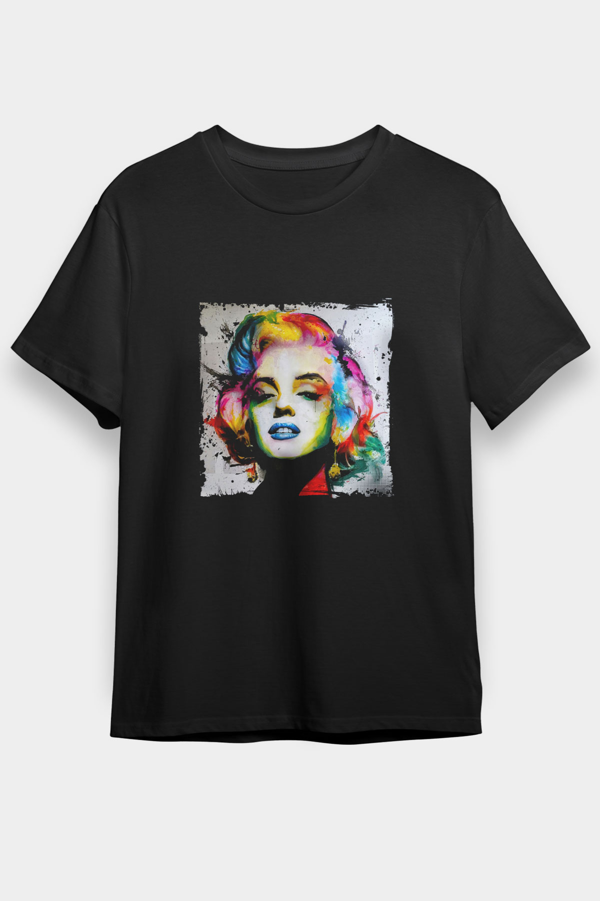 Marilyn Monroe Baskılı Unisex Siyah Tişört