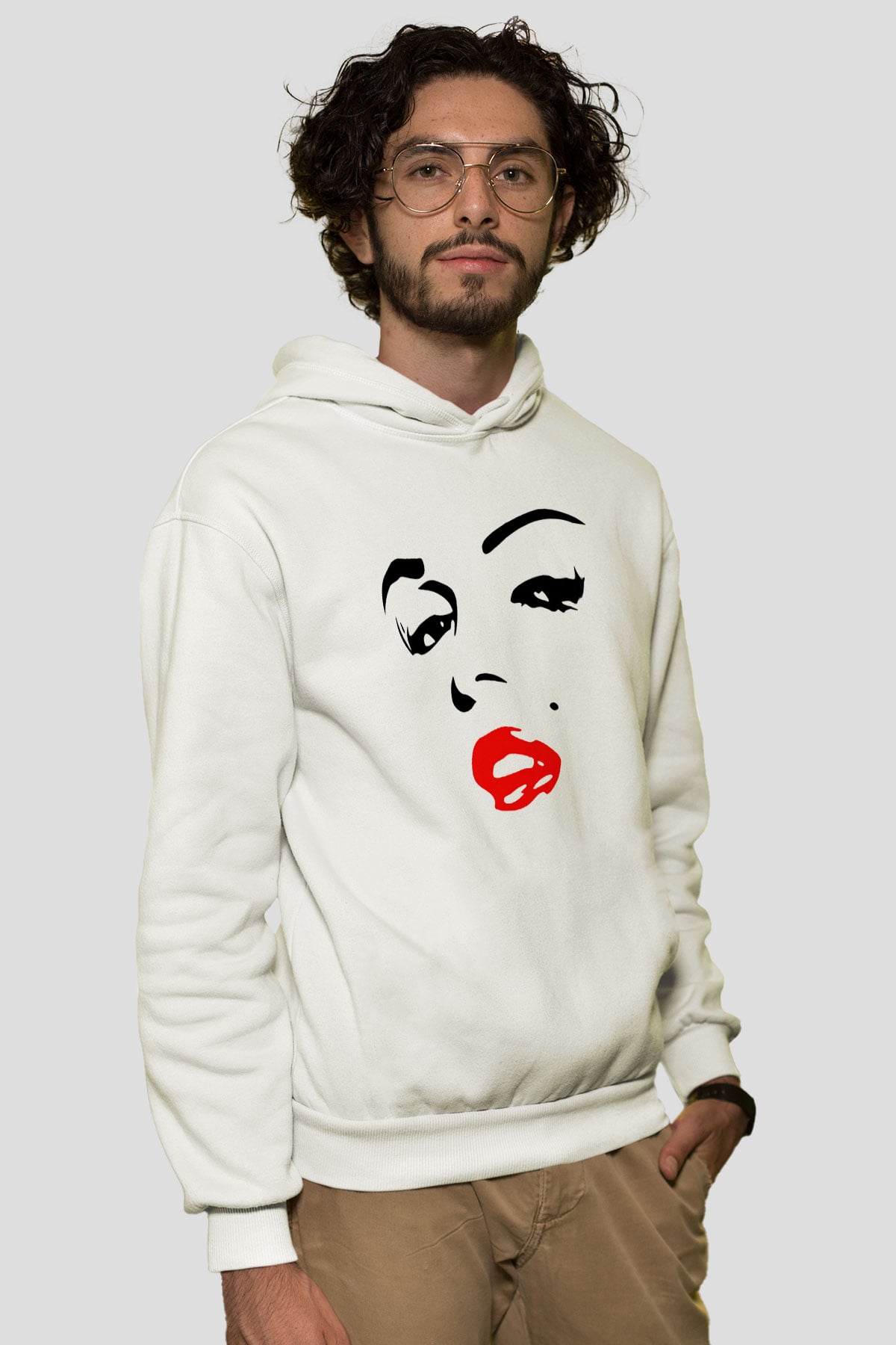 Marilyn Monroe Beyaz Unisex Kapşonlu Sweatshirt