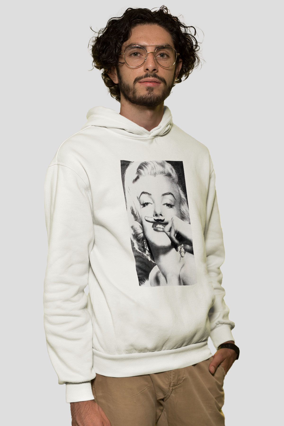 Marilyn Monroe Beyaz Unisex Kapşonlu Sweatshirt