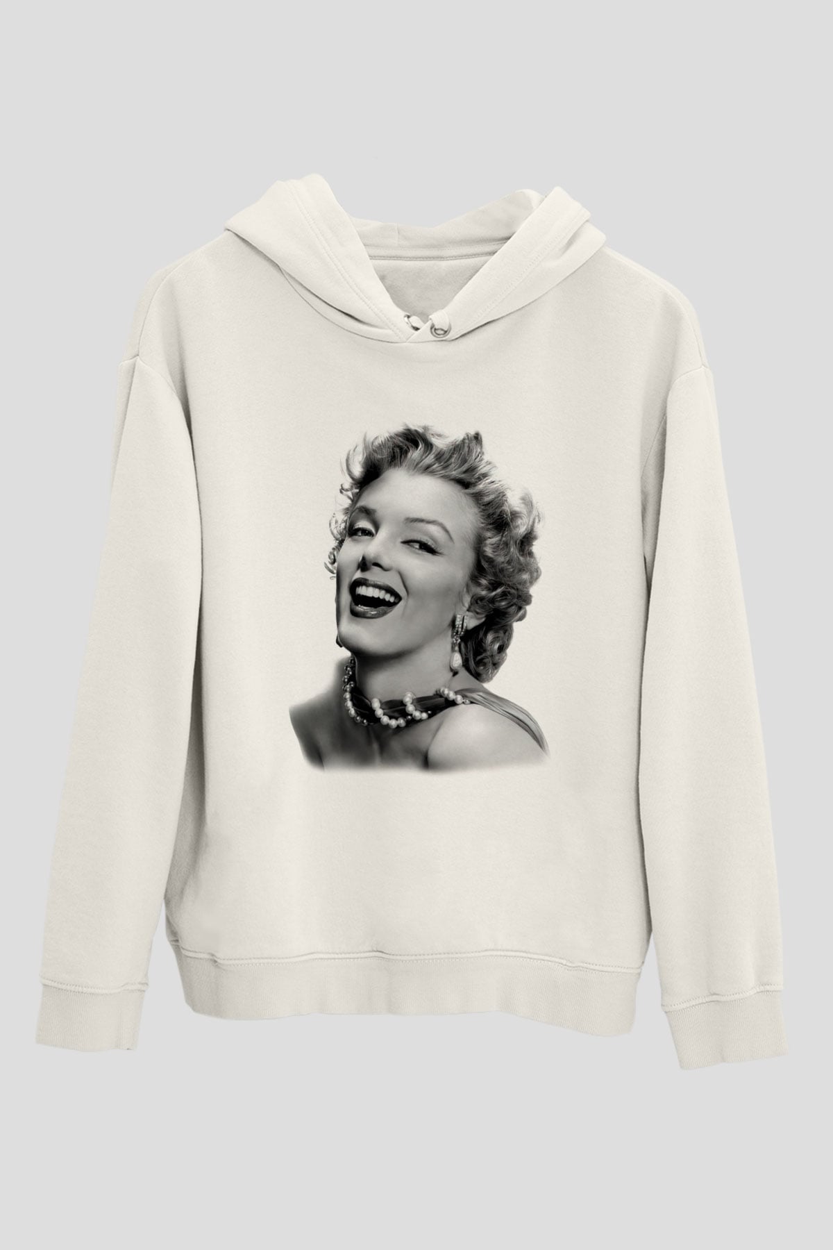 Marilyn Monroe Beyaz Unisex Kapşonlu Sweatshirt