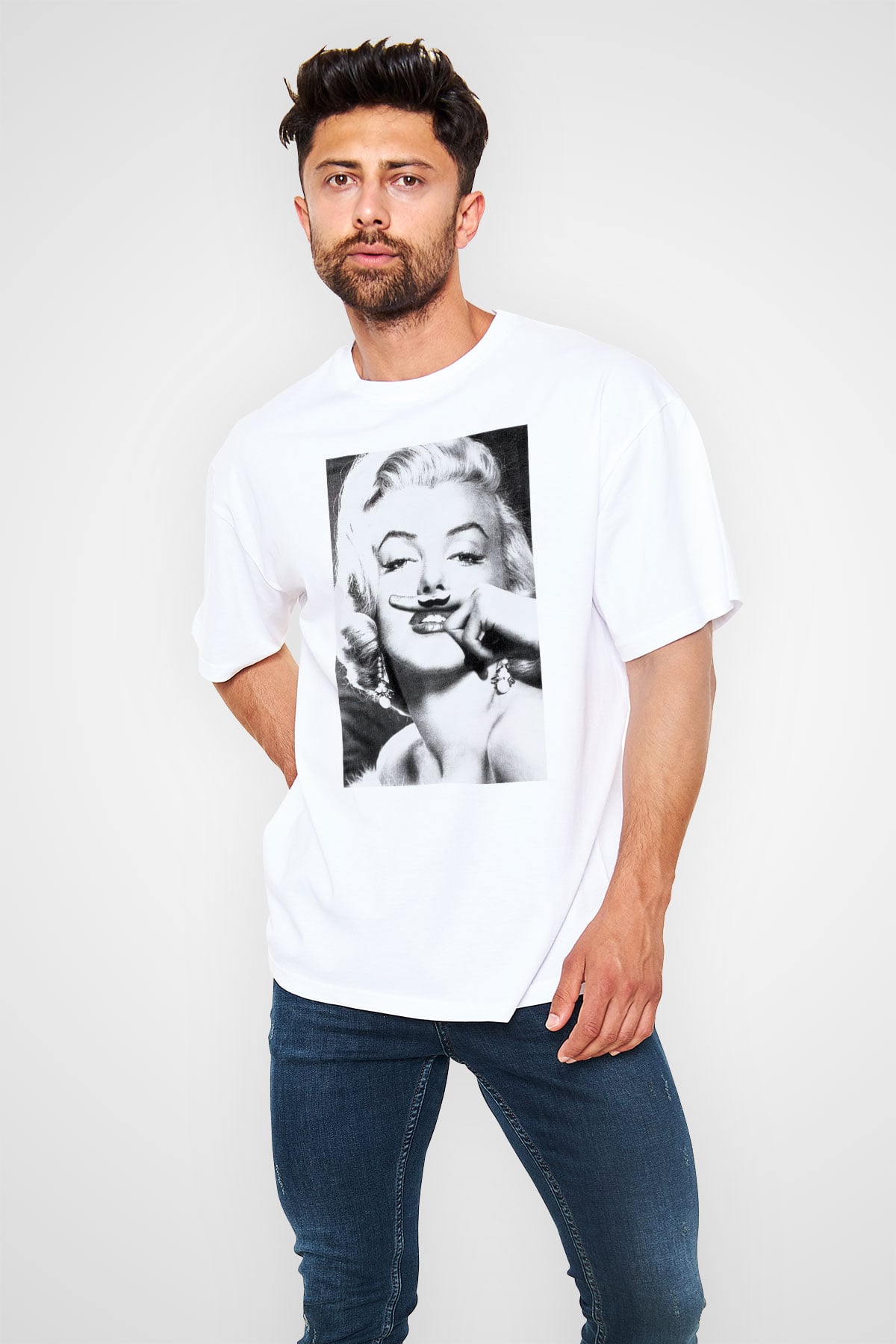 Marilyn Monroe Beyaz Unisex Oversize Tişört T-Shirt