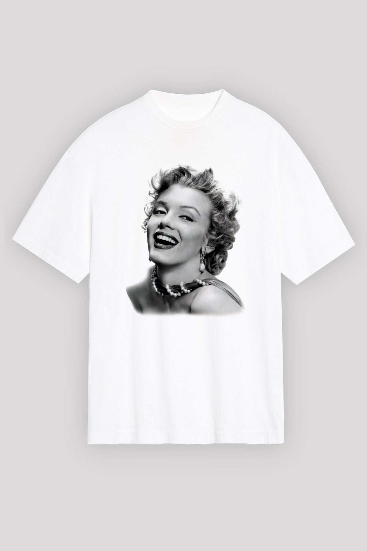 Marilyn Monroe Beyaz Unisex Oversize Tişört T-Shirt