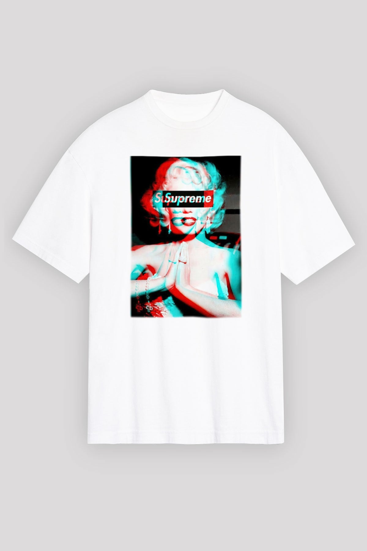 Marilyn Monroe Beyaz Unisex Oversize Tişört T-Shirt