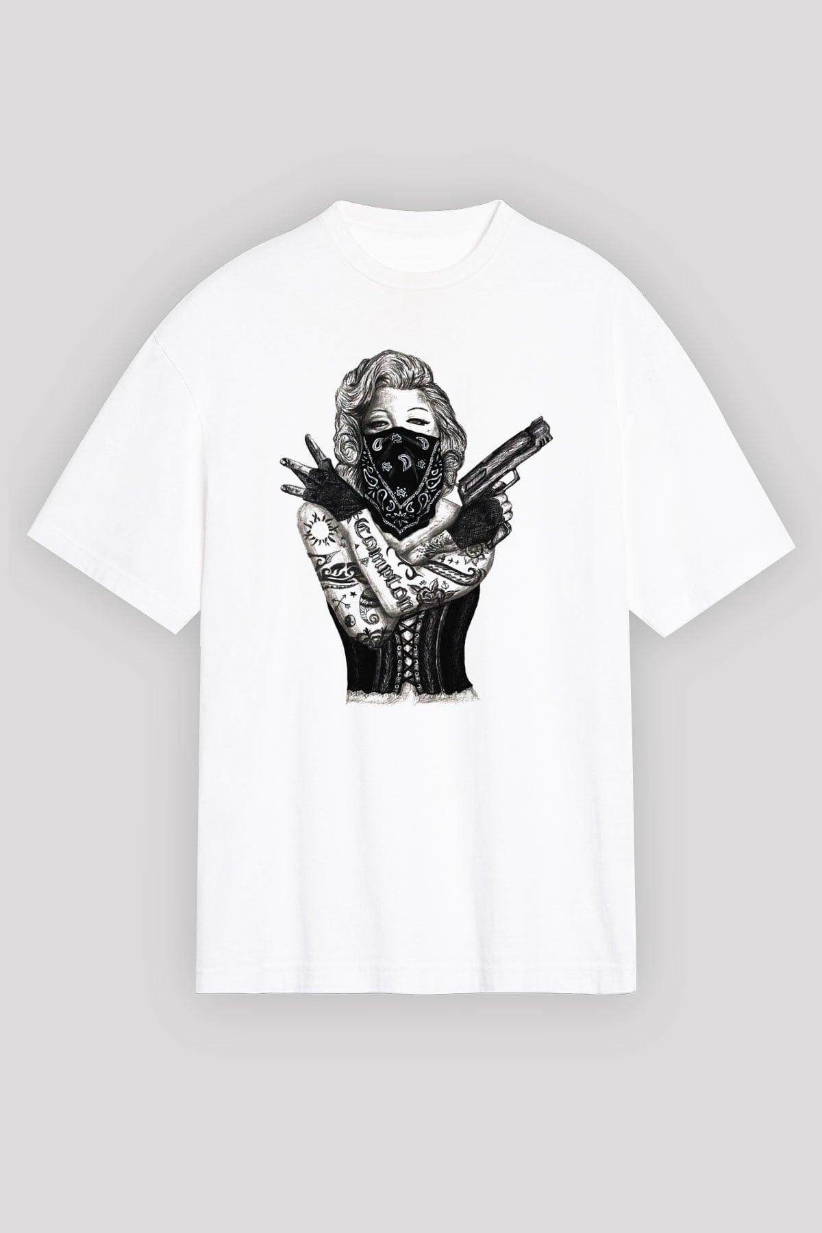 Marilyn Monroe Beyaz Unisex Oversize Tişört T-Shirt