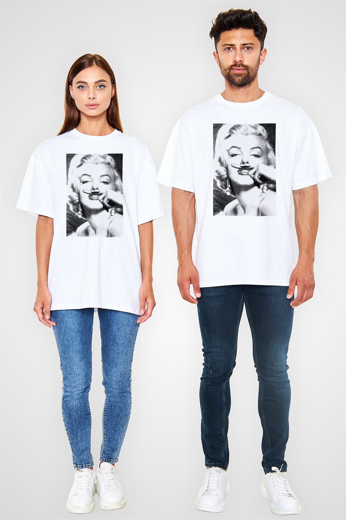 Marilyn Monroe Beyaz Unisex Oversize Tişört T-Shirt
