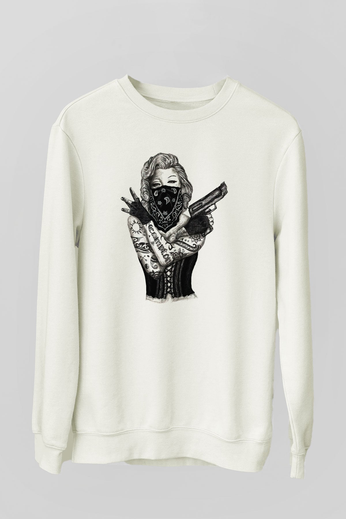 Marilyn Monroe Beyaz Unisex Sweatshirt