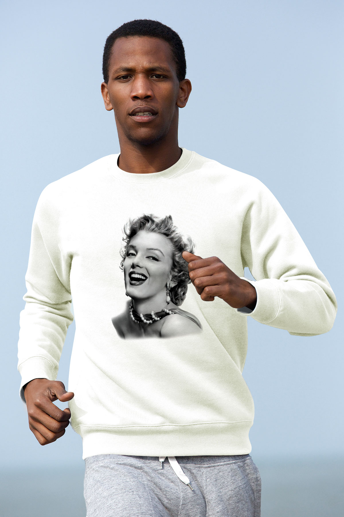 Marilyn Monroe Beyaz Unisex Sweatshirt
