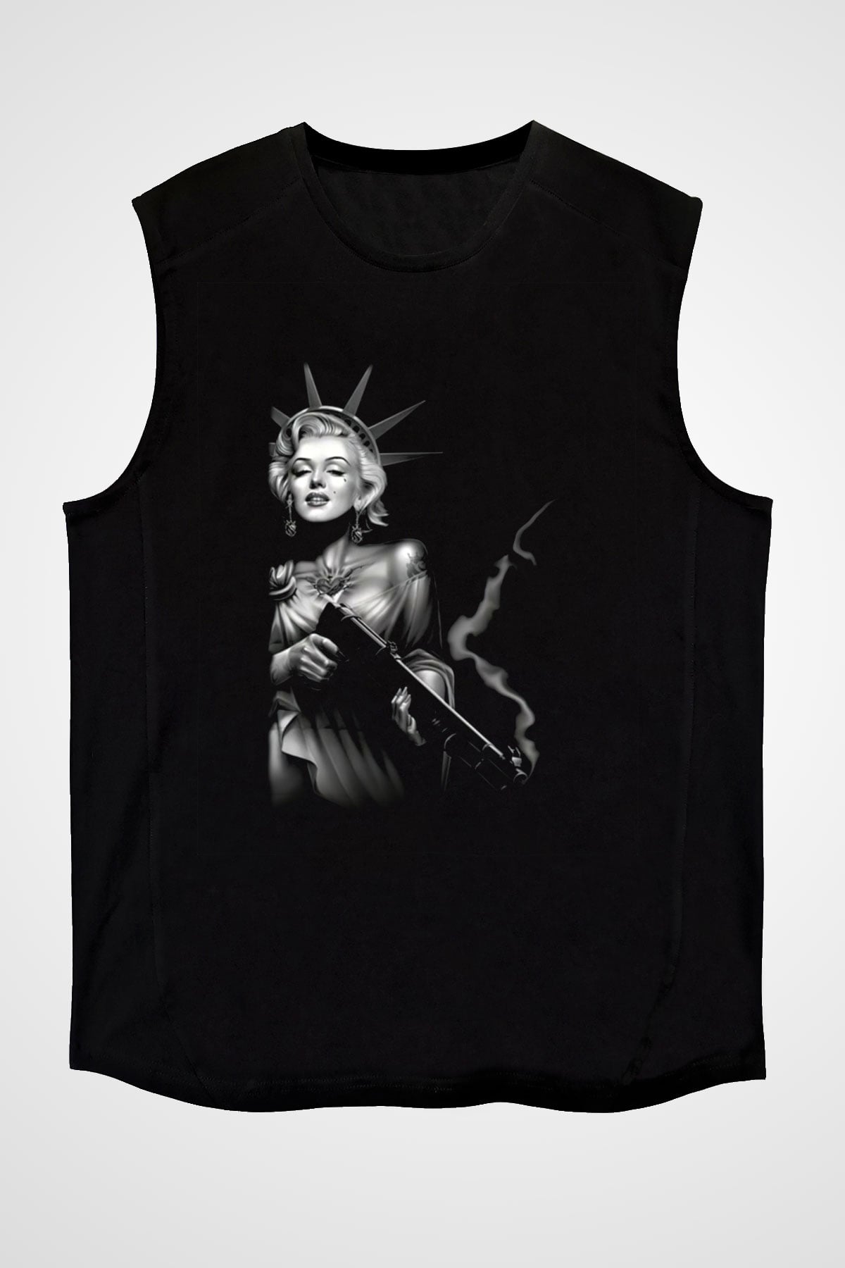 Marilyn Monroe Siyah Unisex Kolsuz Tişört