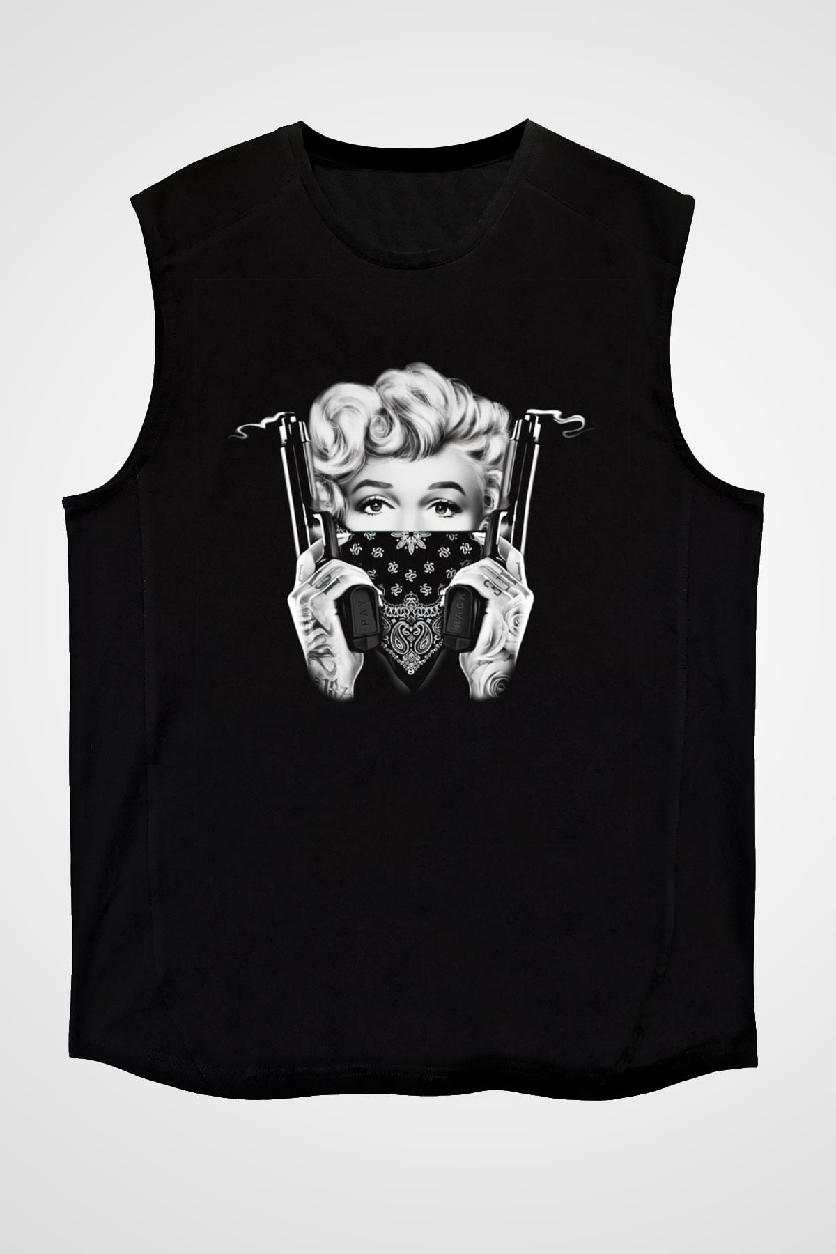 Marilyn Monroe Siyah Unisex Kolsuz Tişört