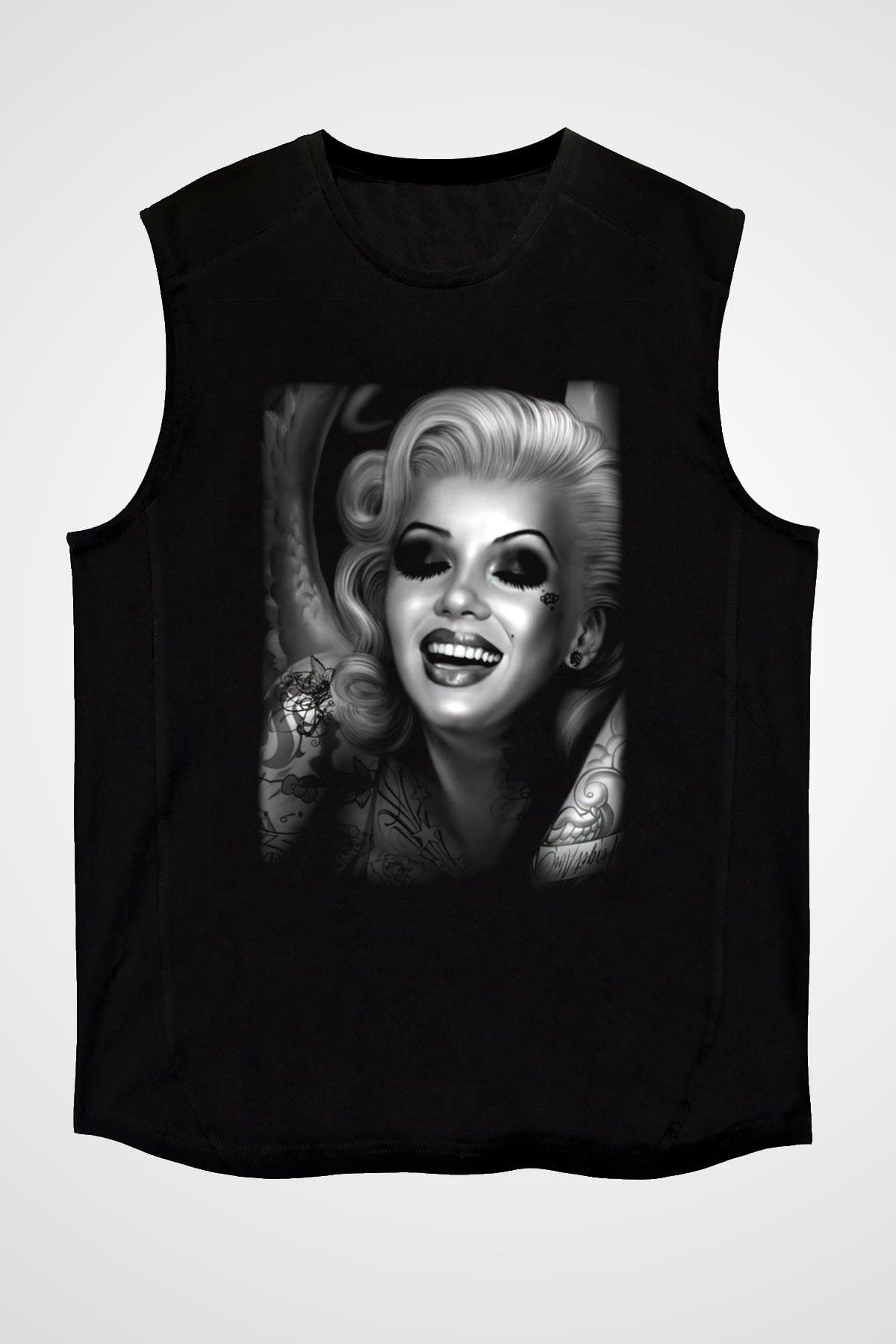 Marilyn Monroe Siyah Unisex Kolsuz Tişört