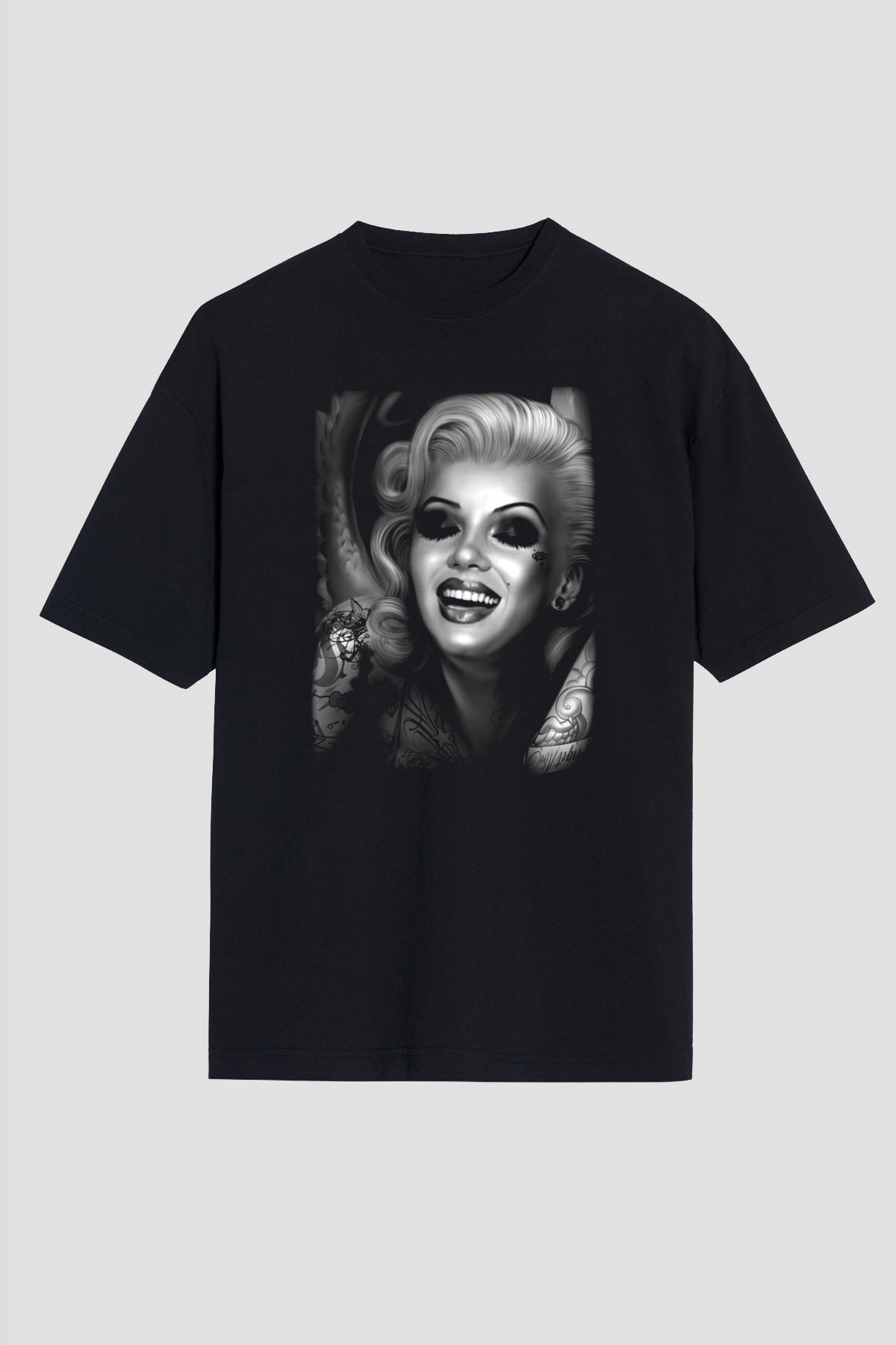 Marilyn Monroe Siyah Unisex Oversize Tişört T-Shirt