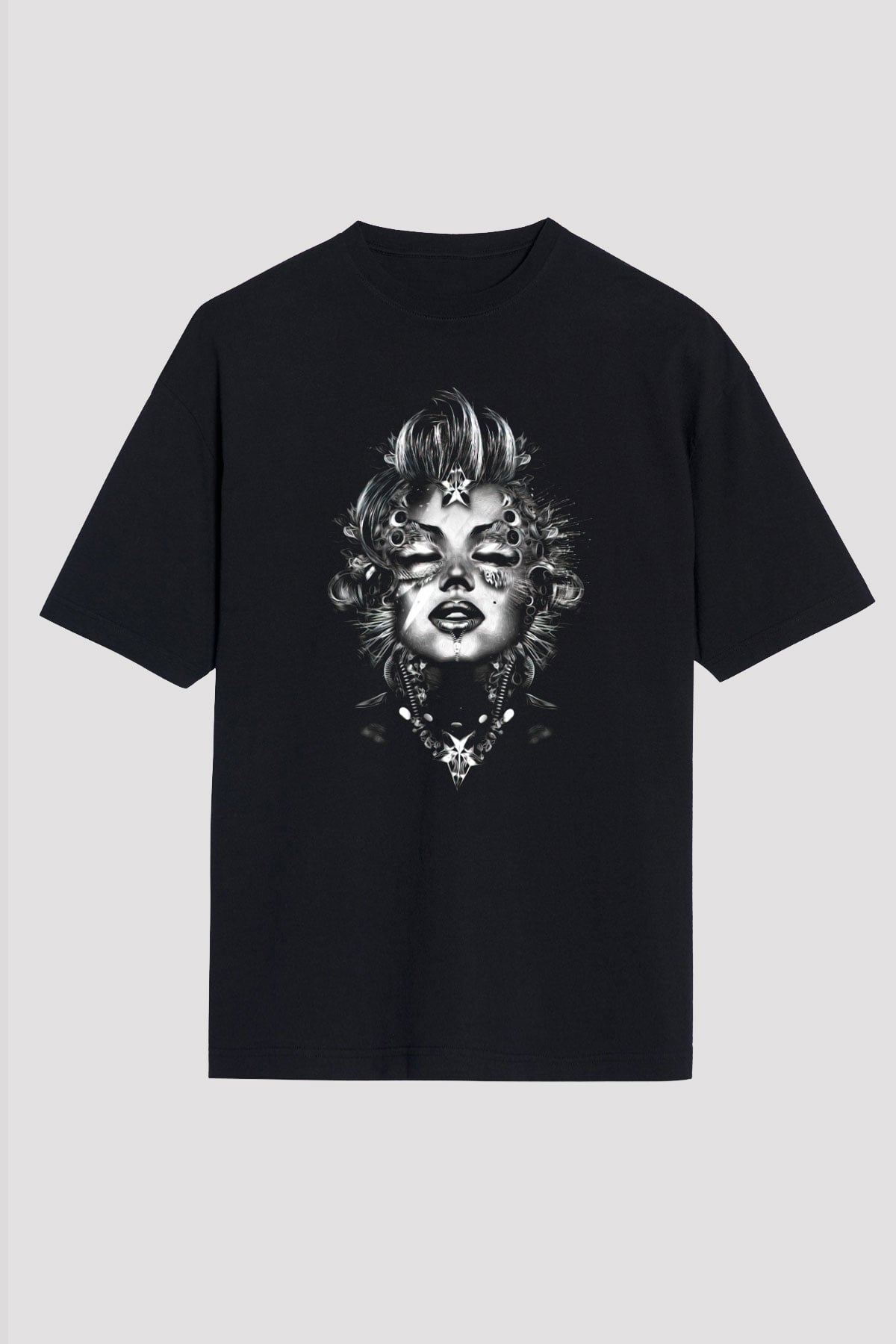 Marilyn Monroe Siyah Unisex Oversize Tişört T-Shirt